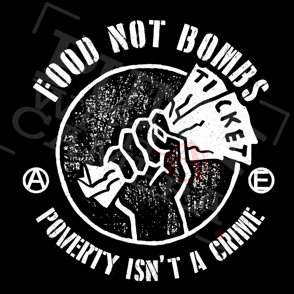 Food Not Bombs - Poverty Is Not A Crime - Patch (4x4) - Mutual Aid Design
