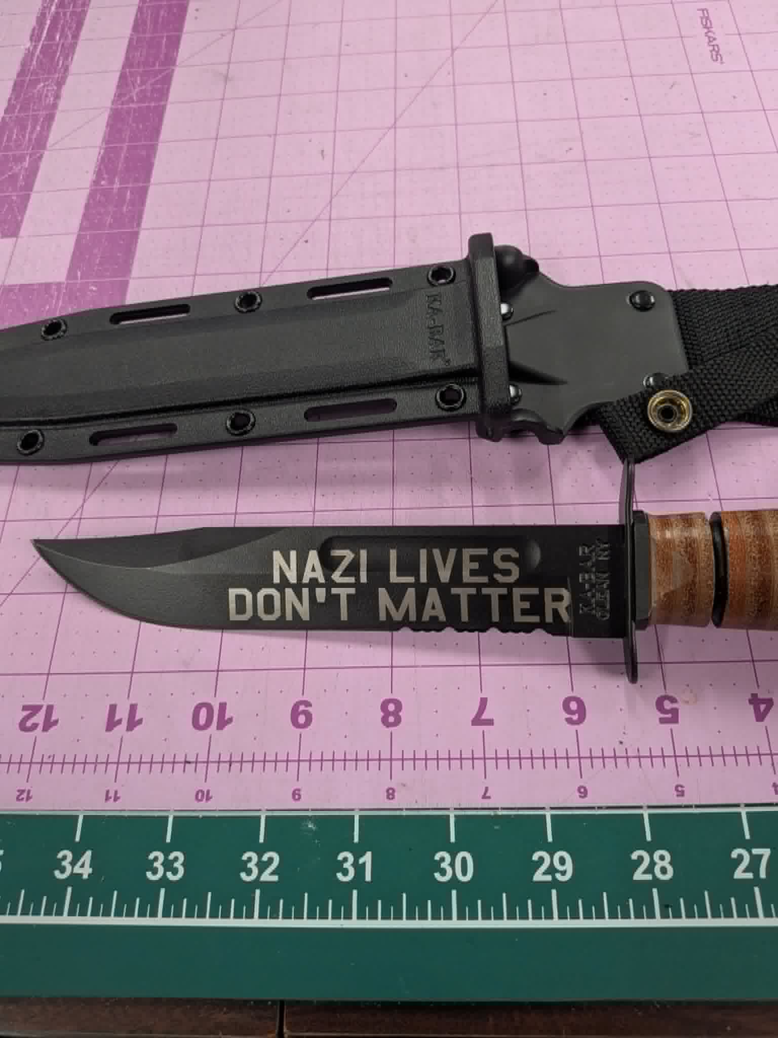Kabar USMC Fighting Knife - Fixed Blade With Sheath - Laser Engraved