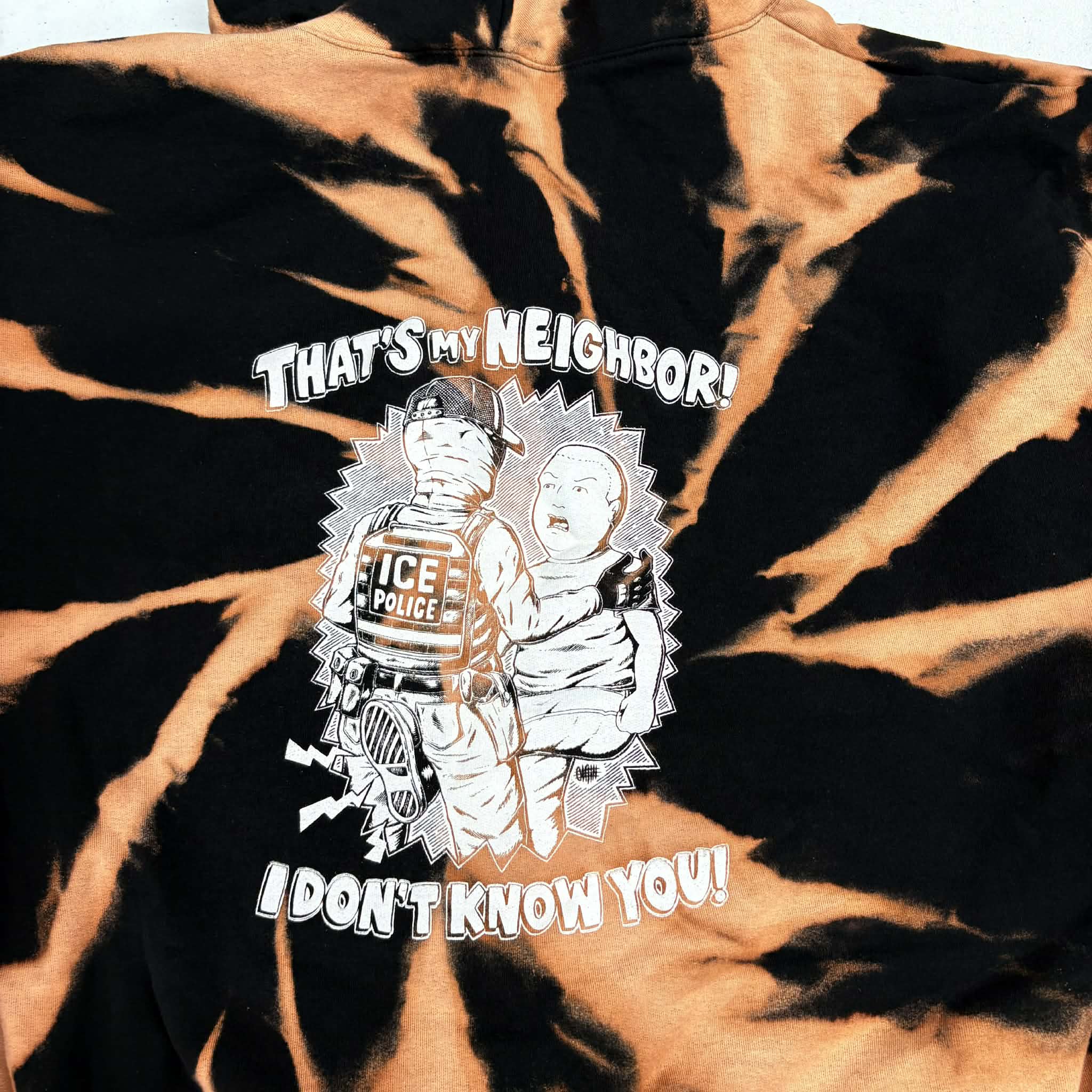 That's My Neighbor I Dont Know You - 2XL - Discounted Bleached Zip Up Hoodie