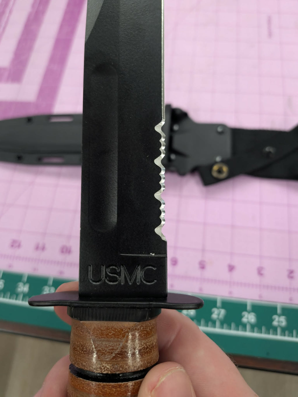 Kabar USMC Fighting Knife - Fixed Blade With Sheath - Laser Engraved