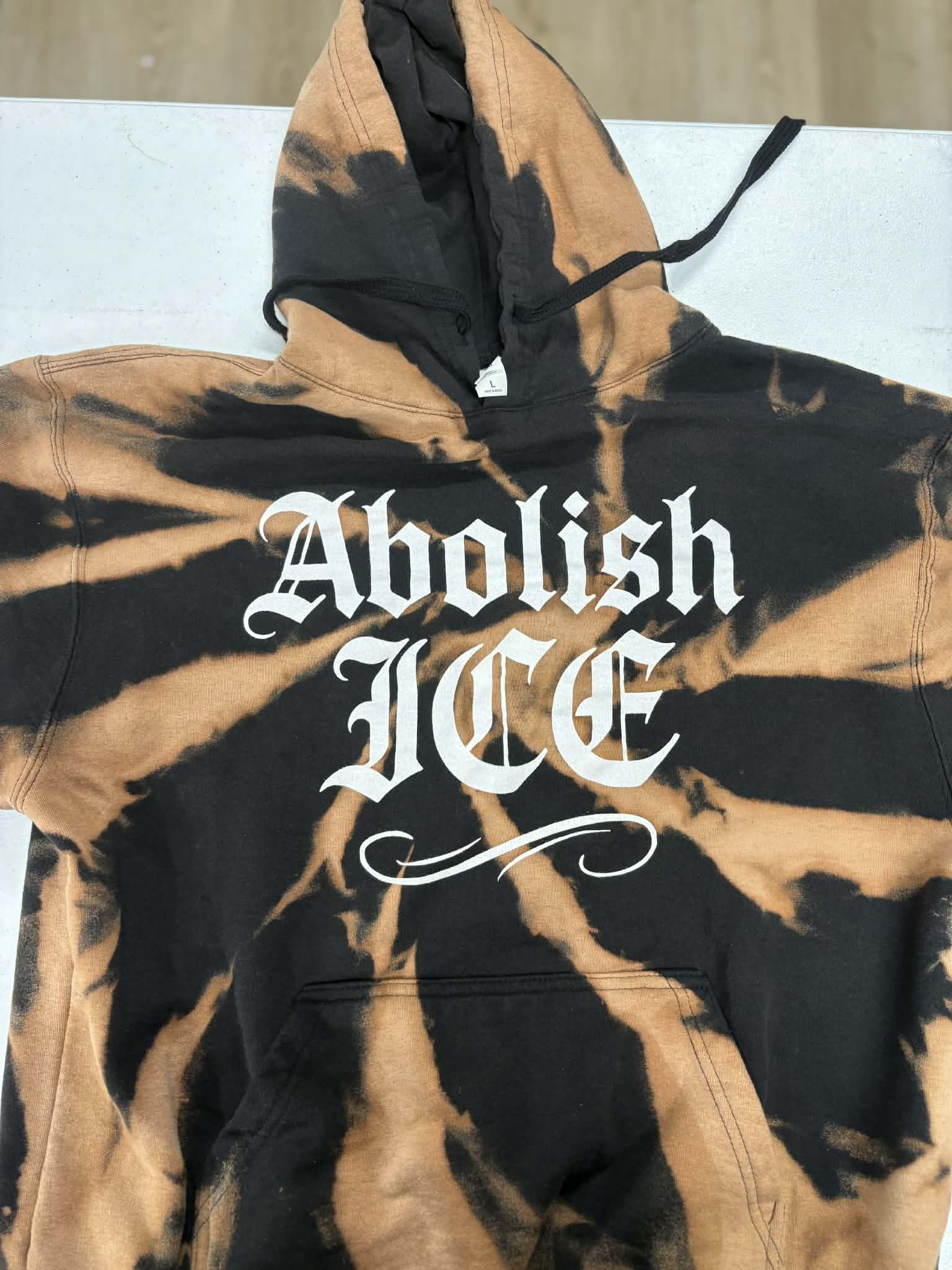Abolish Ice - L - Discounted Bleached Hoodie