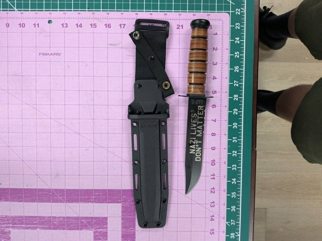 Kabar USMC Fighting Knife - Fixed Blade With Sheath - Laser Engraved