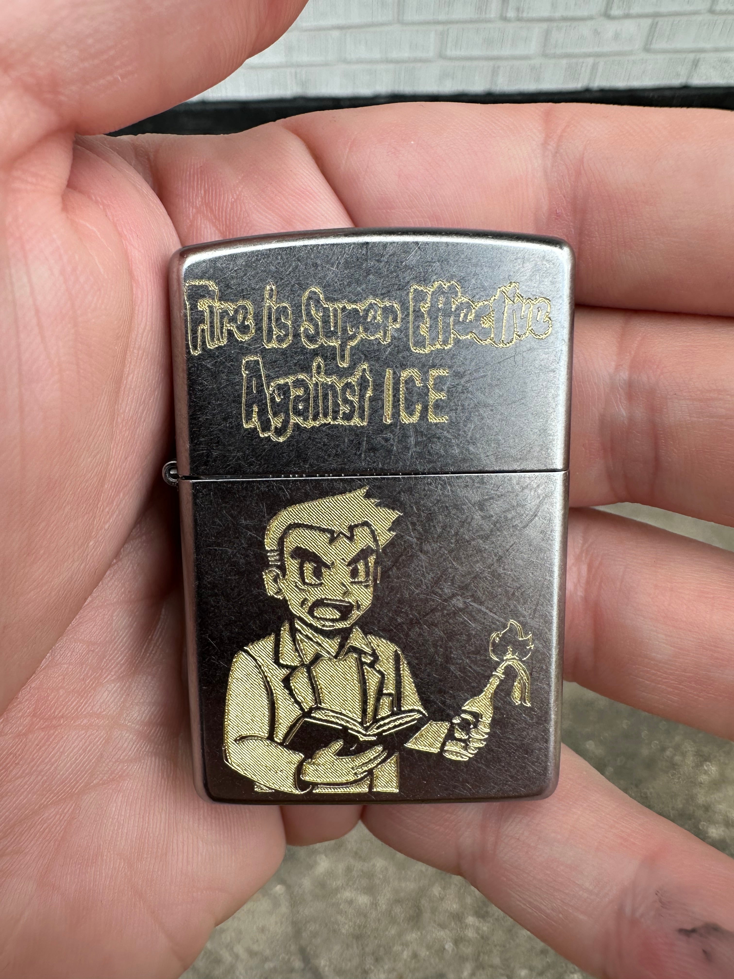 Fire Is Super Effective Against ICE - Engraved Zippo Lighter - Preorder