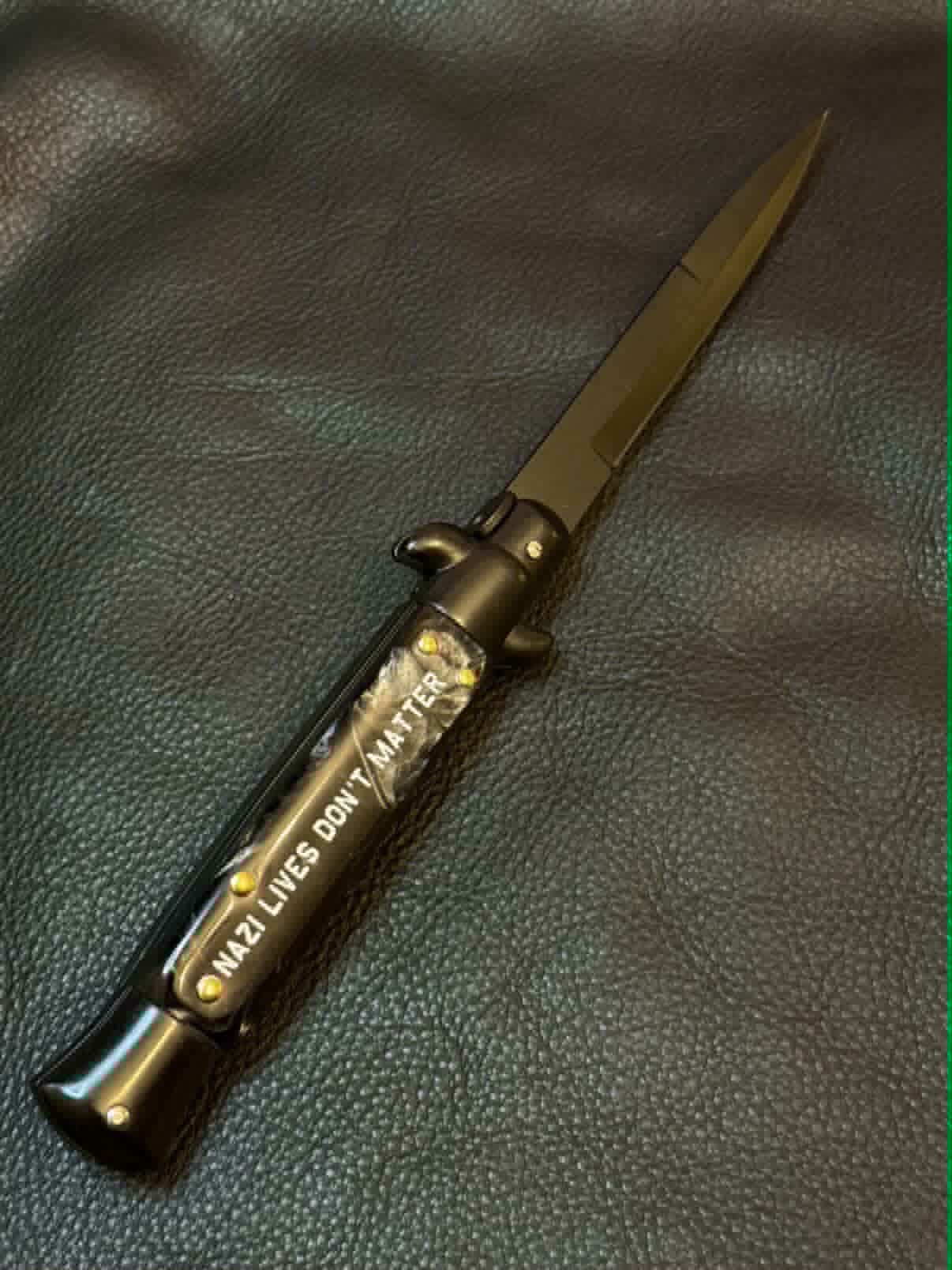 Nazi Lives Don't Matter - Engraved Switchblade