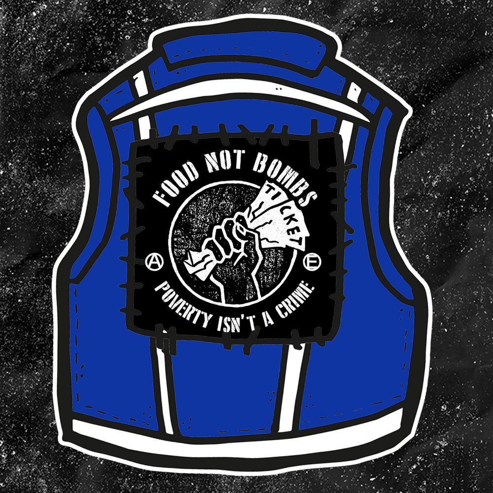 Food Not Bombs - Poverty Is Not A Crime - Backpatch - Mutual Aid Design