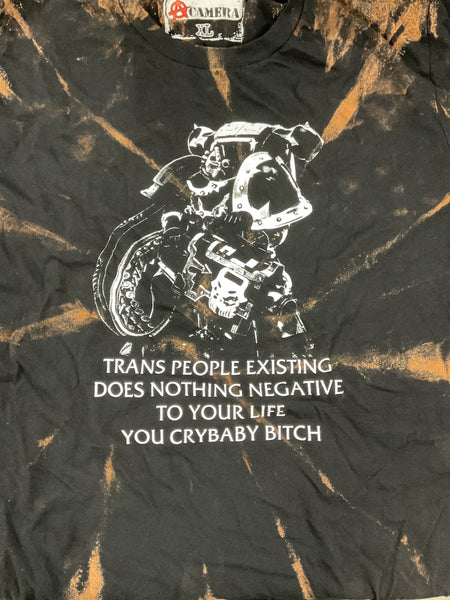 40K chaos marine trans people existing does nothing negative to your life- Shirt - XL - Bleached