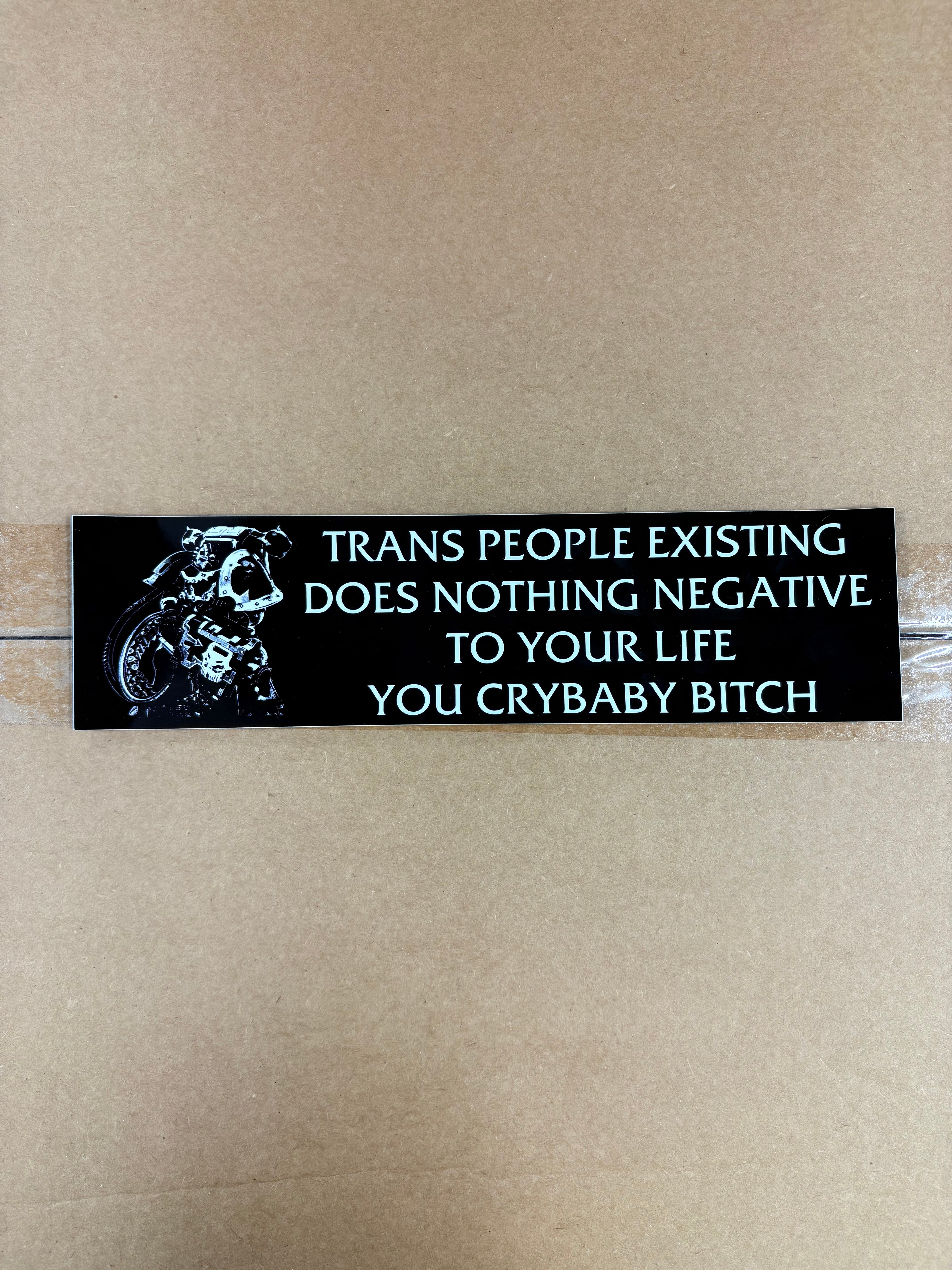 Chaos Marine Trans people Existing Does Nothing Negative To Your Life You Cry Baby Bitch 40k - Bumper Sticker (11.5X3)