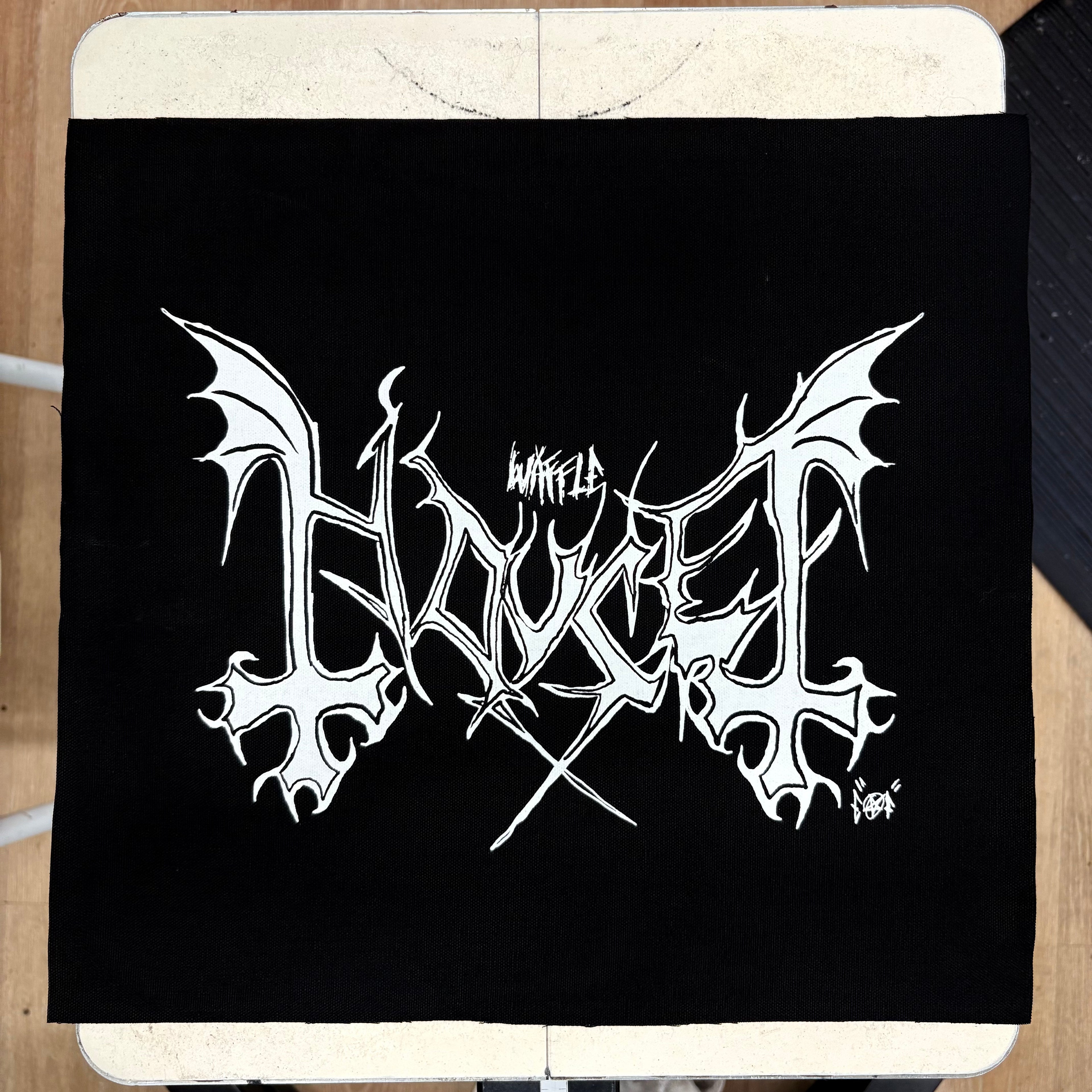 Waffle House Mayhem Font - Backpatch