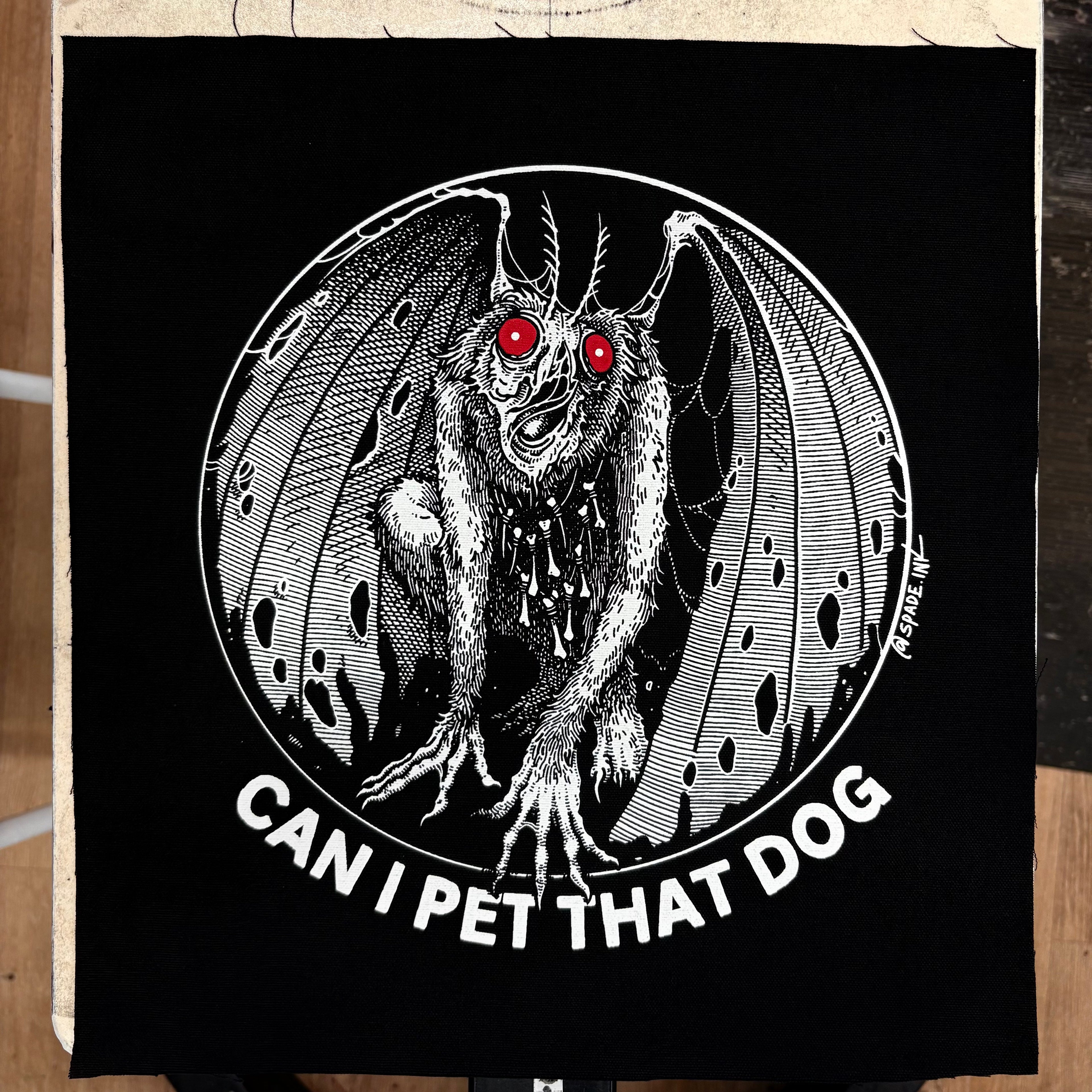Moth Man Can I Pet That Dog - Backpatch