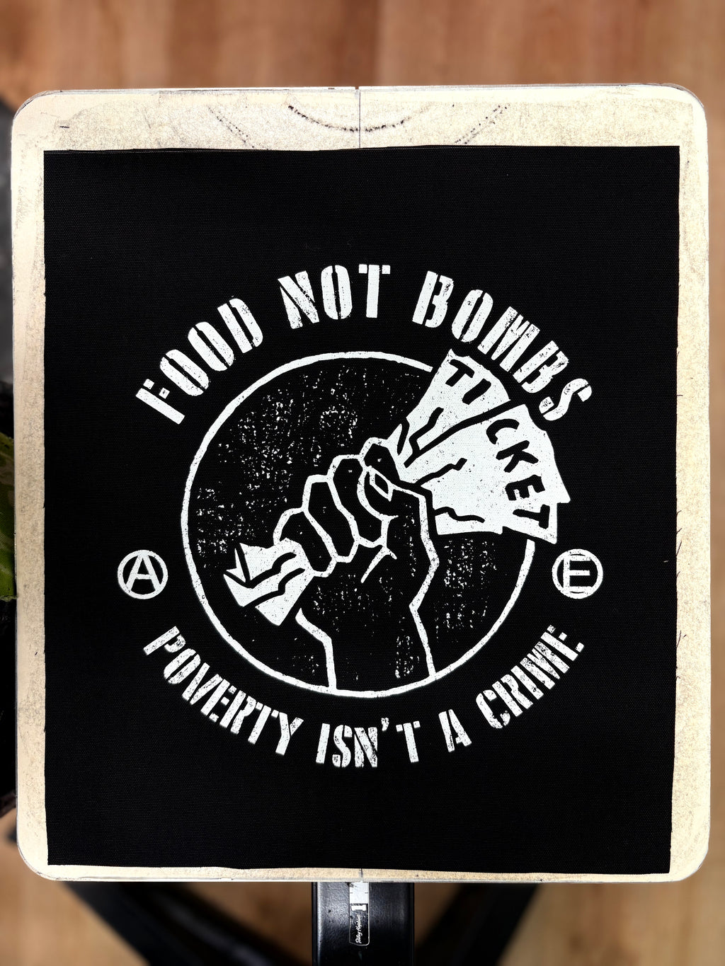 Food Not Bombs - Poverty Is Not A Crime - Backpatch - Mutual Aid Design