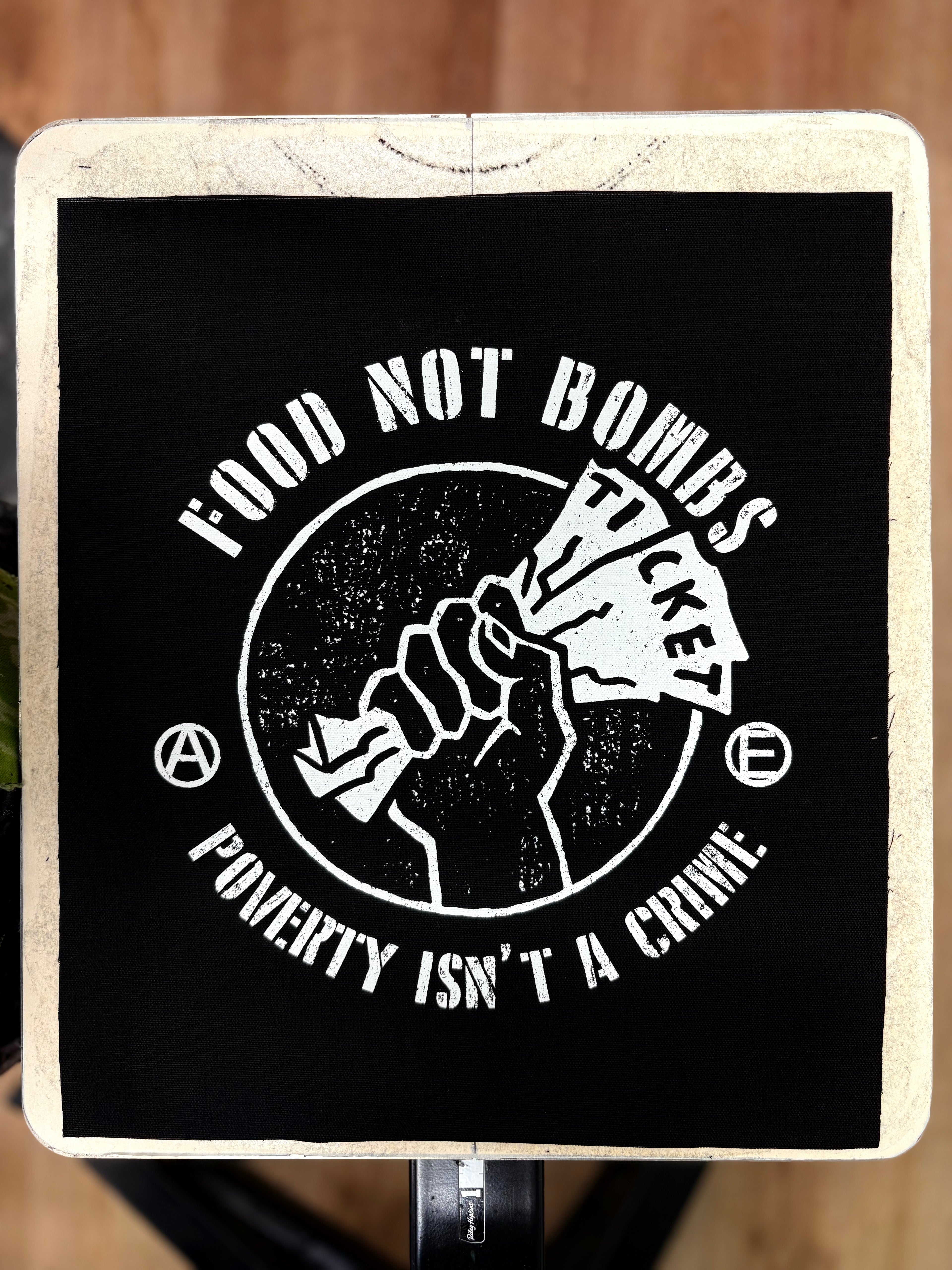 Food Not Bombs - Poverty Is Not A Crime - Backpatch - Mutual Aid Design