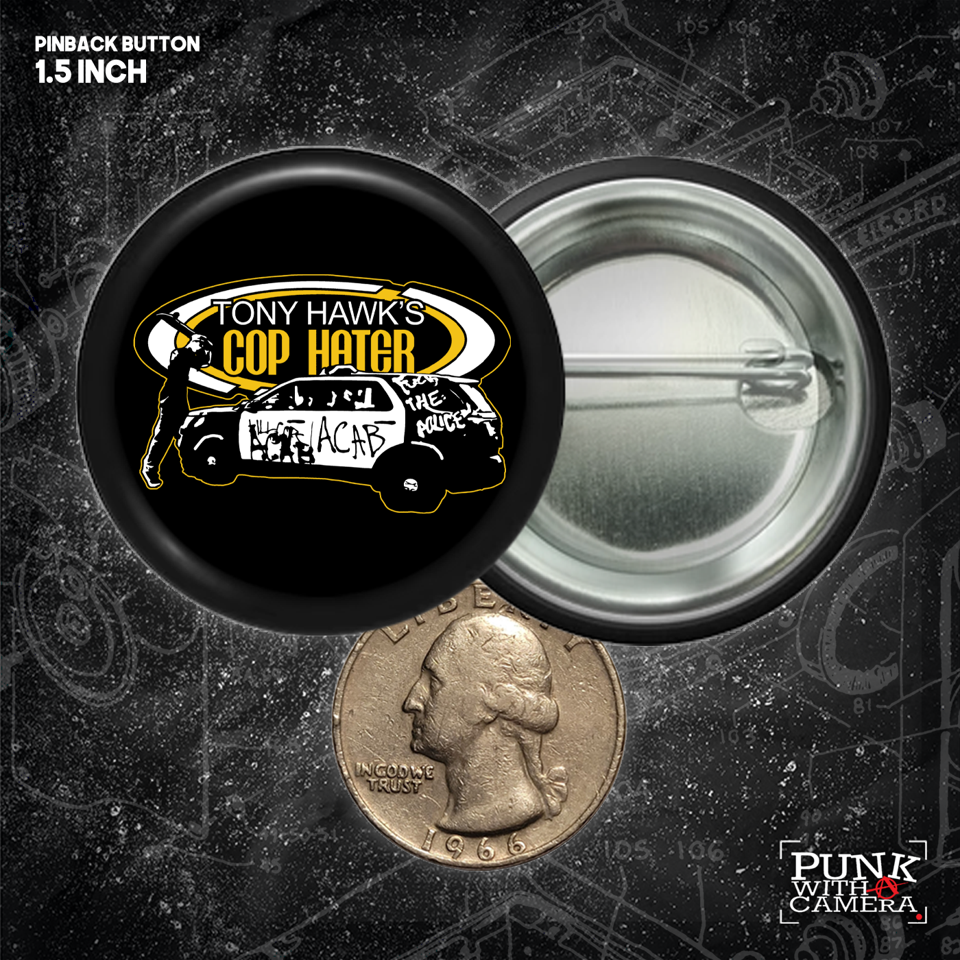 Tony Hawk's Cop Hater - Buttons (1, 1.25, 1.5, & 2.25 Inch)