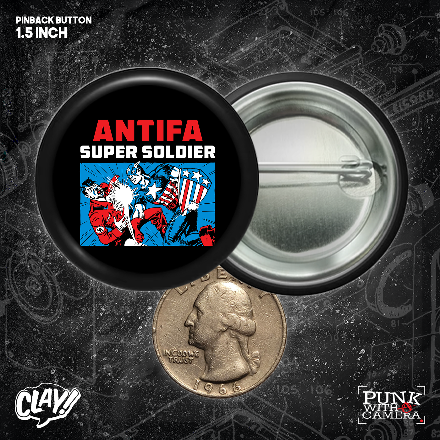 Antifa Super Soldier - Button (1.5 & 2.25 Inch)