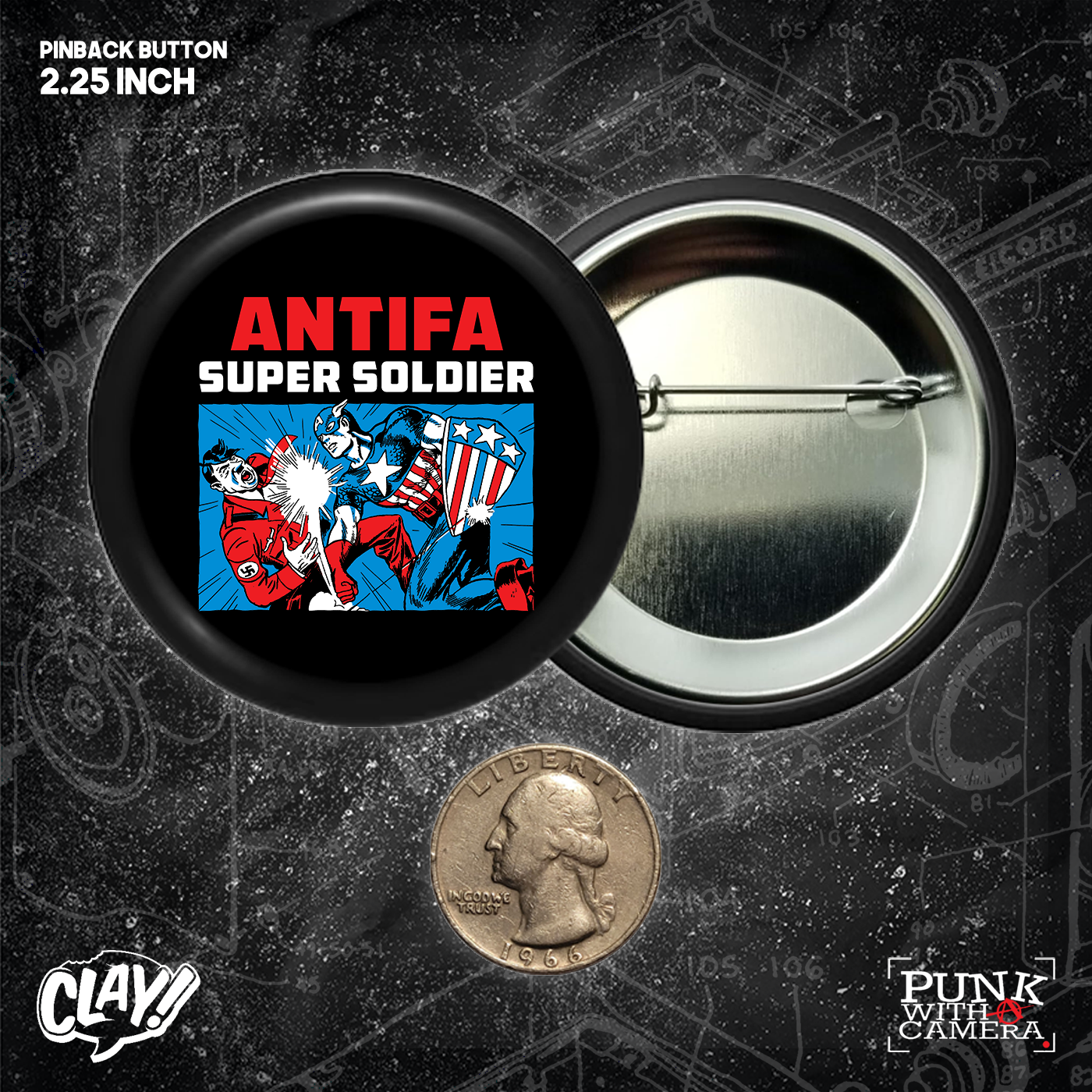 Antifa Super Soldier - Button (1.5 & 2.25 Inch)