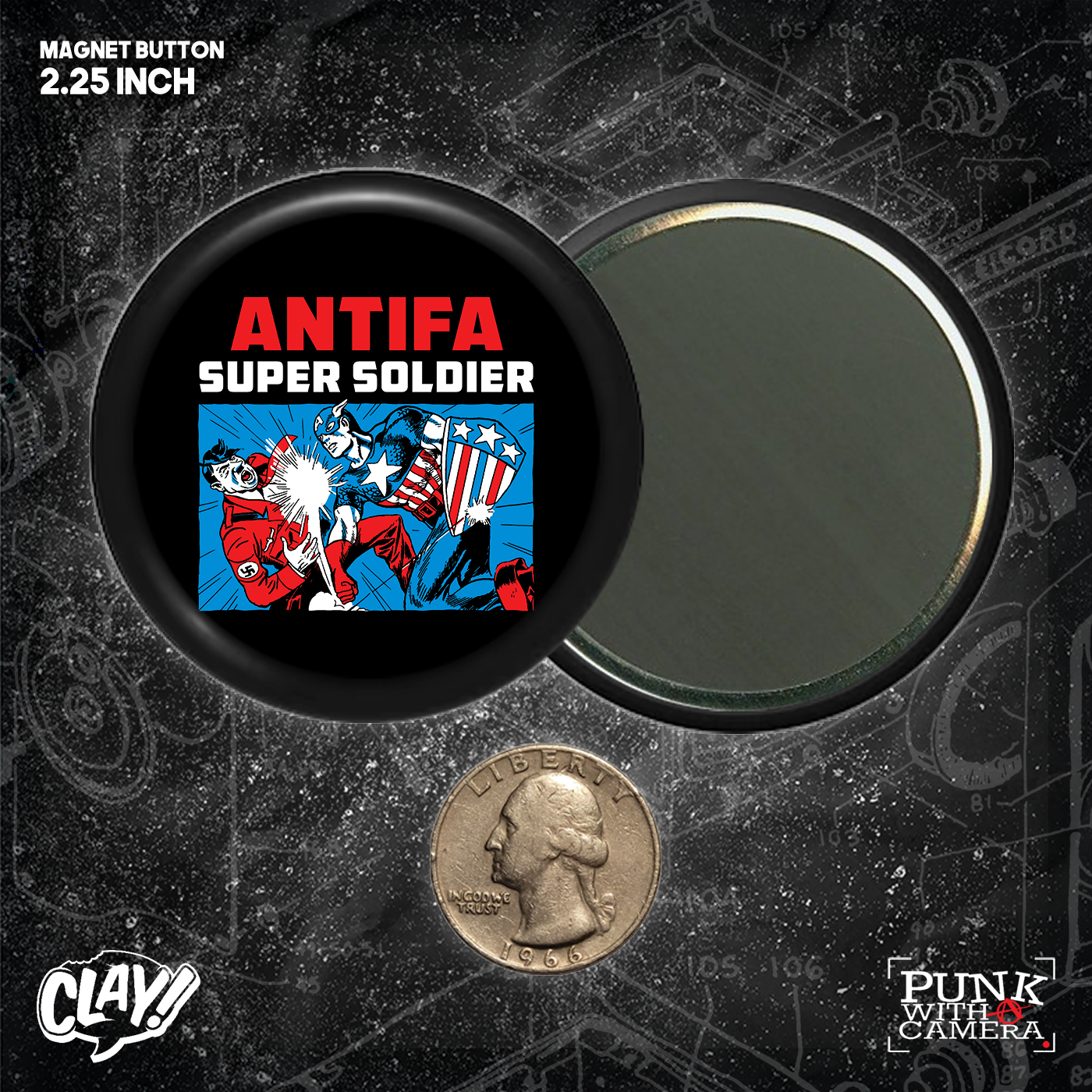 Antifa Super Soldier - Button (1.5 & 2.25 Inch)