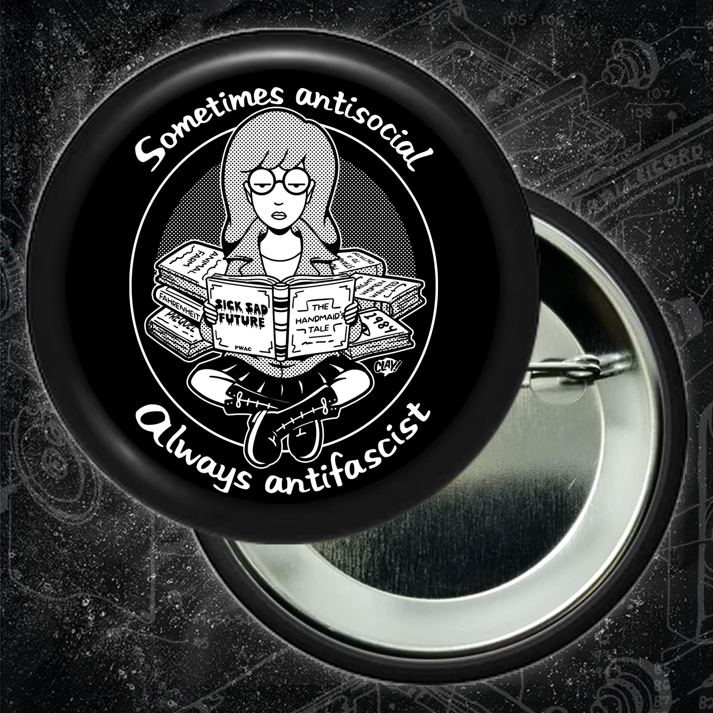 Sometimes Antisocial Always Antifascist - Buttons (1.5 & 2.25 Inch)