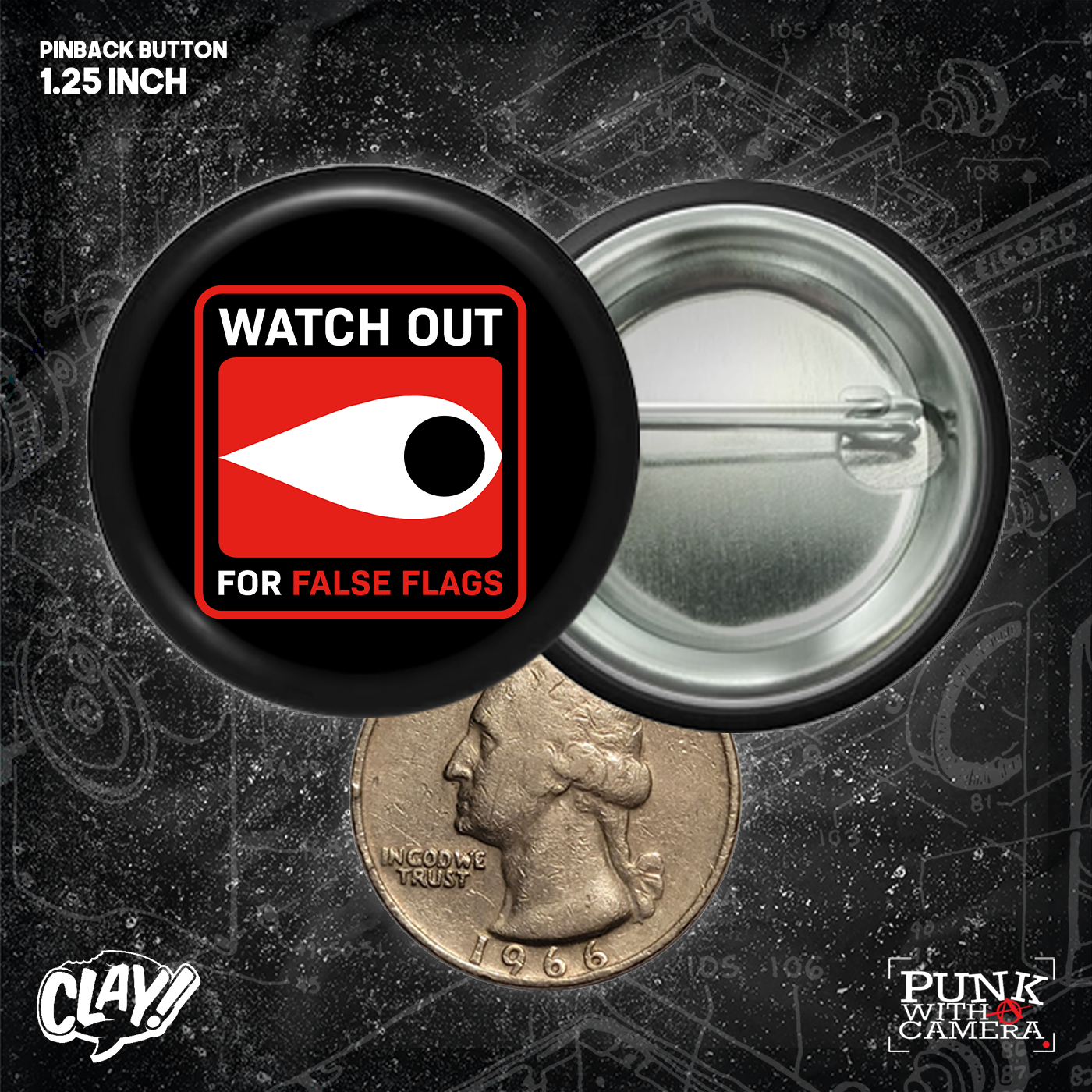 Watch Out For False Flags - Eye - Buttons (1.5 & 2.25 Inch)