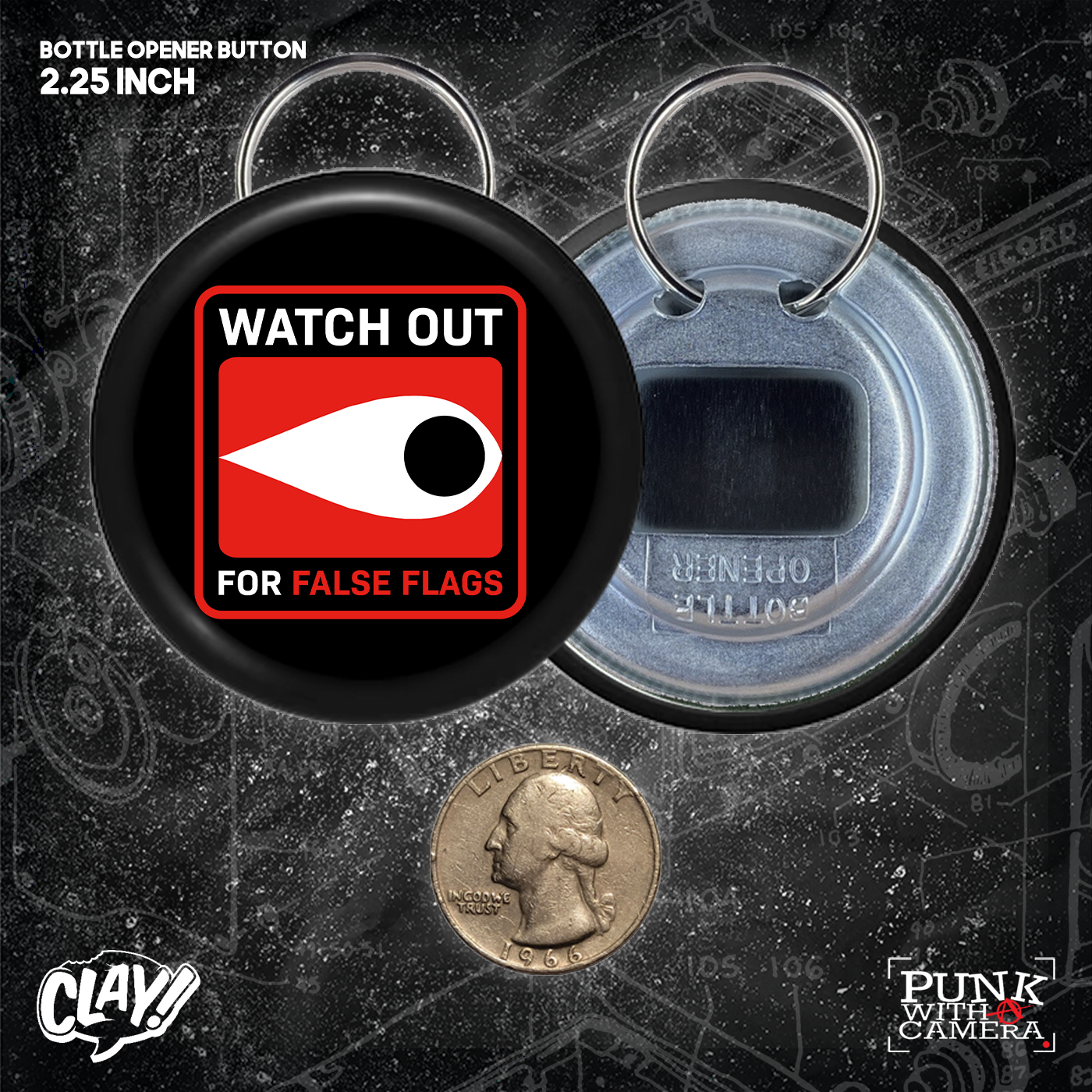 Watch Out For False Flags - Eye - Buttons (1.5 & 2.25 Inch)