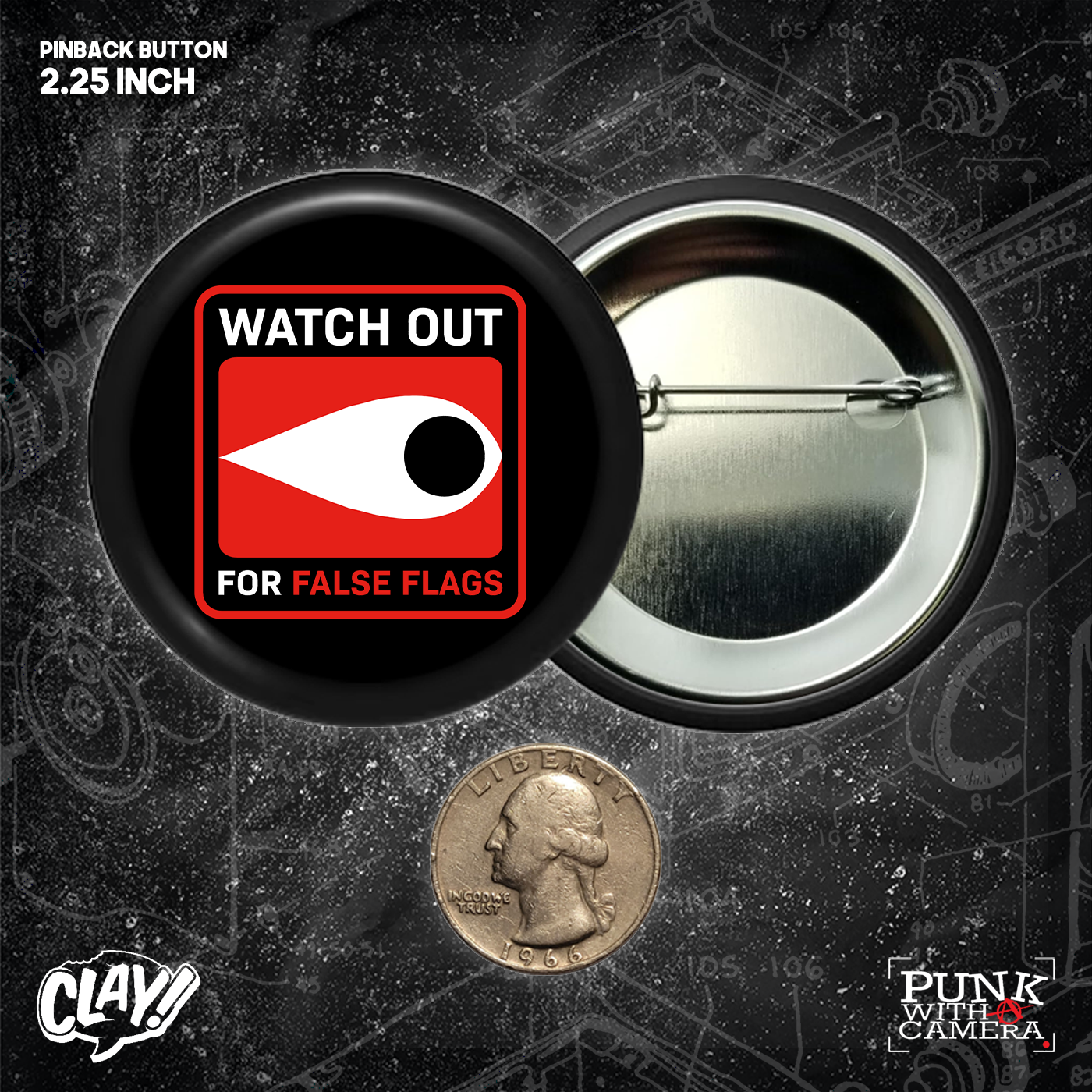 Watch Out For False Flags - Eye - Buttons (1.5 & 2.25 Inch)