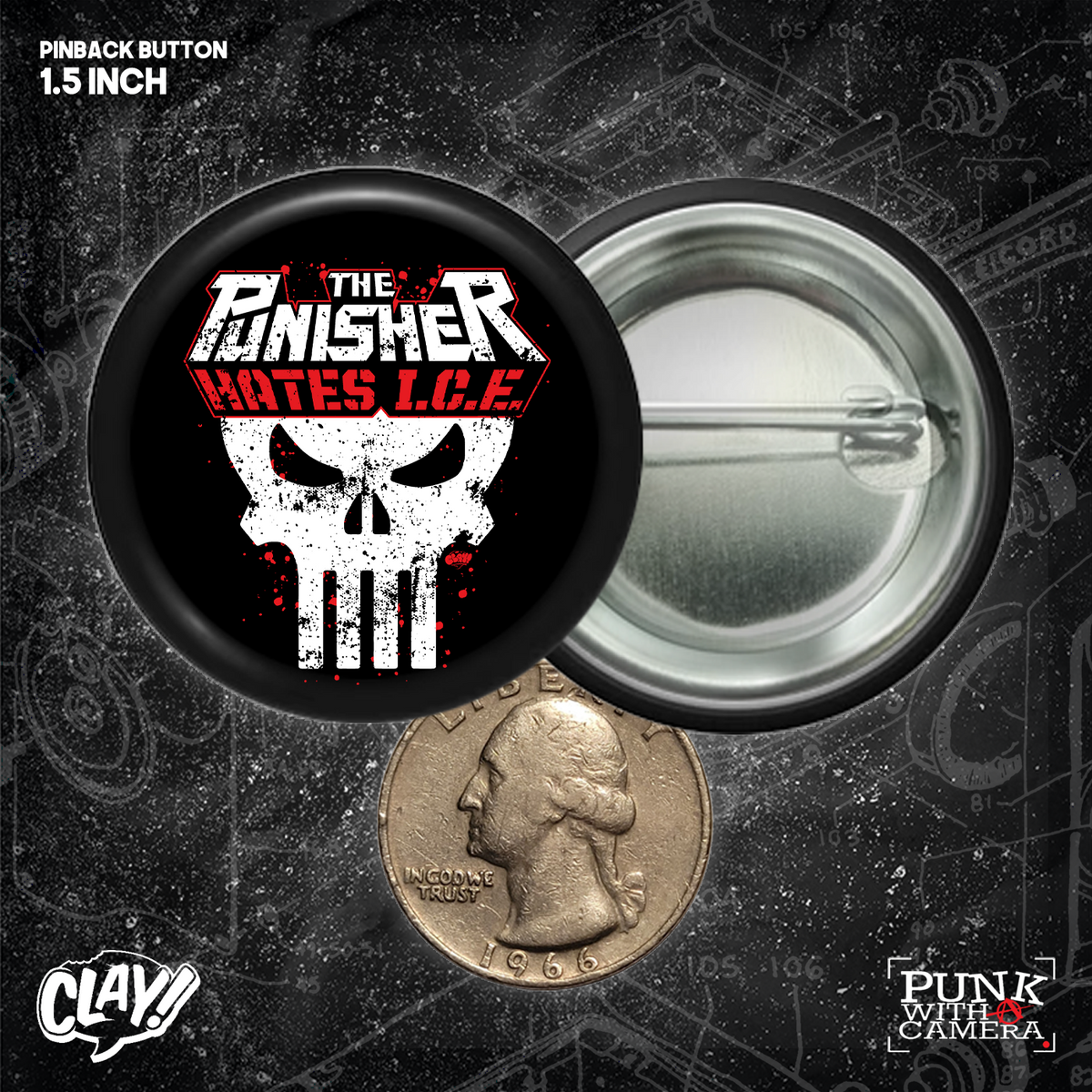 The Punisher Hates Ice - Buttons (1, 1.25, 1.5, & 2.25 Inch)