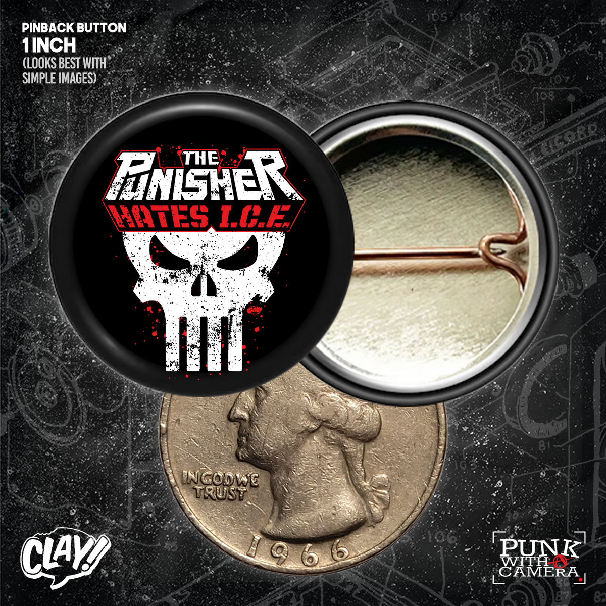 The Punisher Hates Ice - Buttons (1, 1.25, 1.5, & 2.25 Inch)