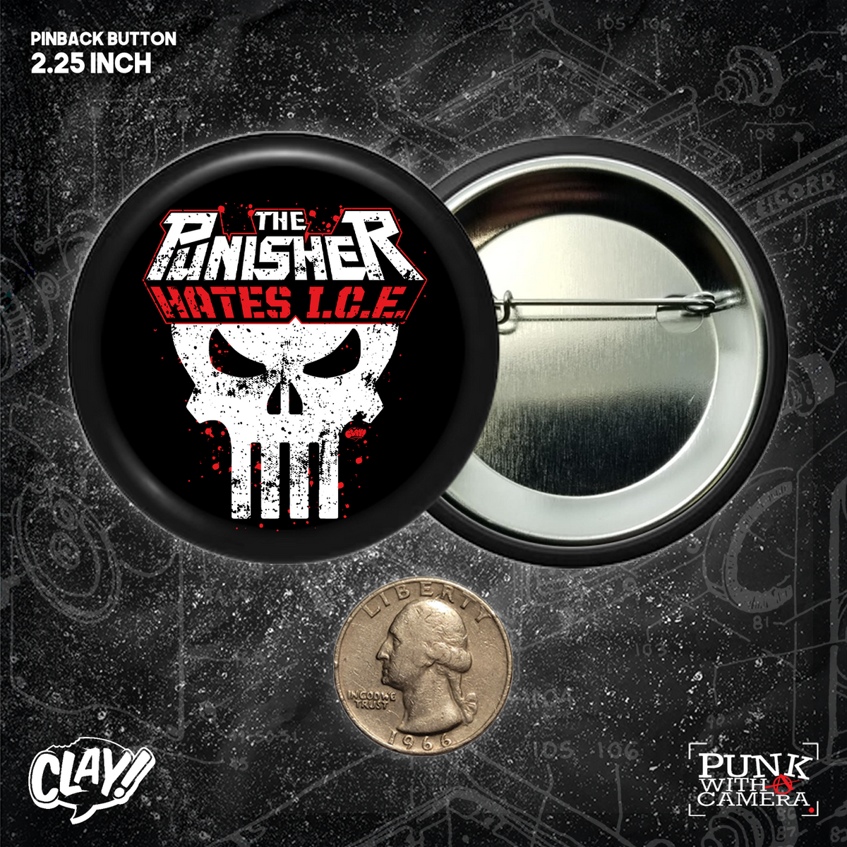 The Punisher Hates Ice - Buttons (1, 1.25, 1.5, & 2.25 Inch)