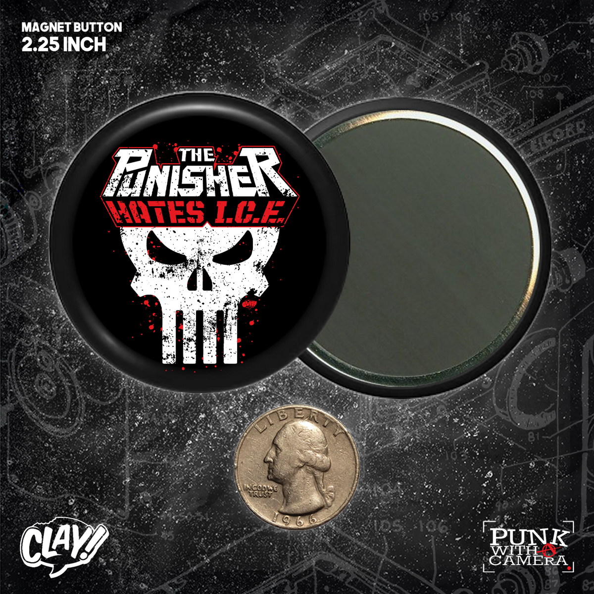 The Punisher Hates Ice - Buttons (1, 1.25, 1.5, & 2.25 Inch)