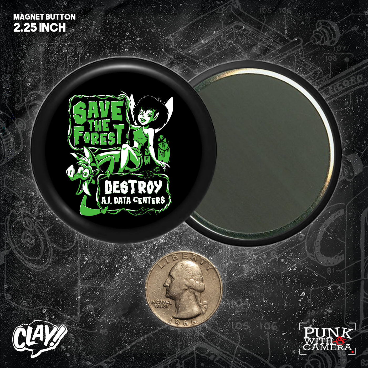 Save the Forest Destroy AI Data Centers - Button (1.5 & 2.25 Inch)