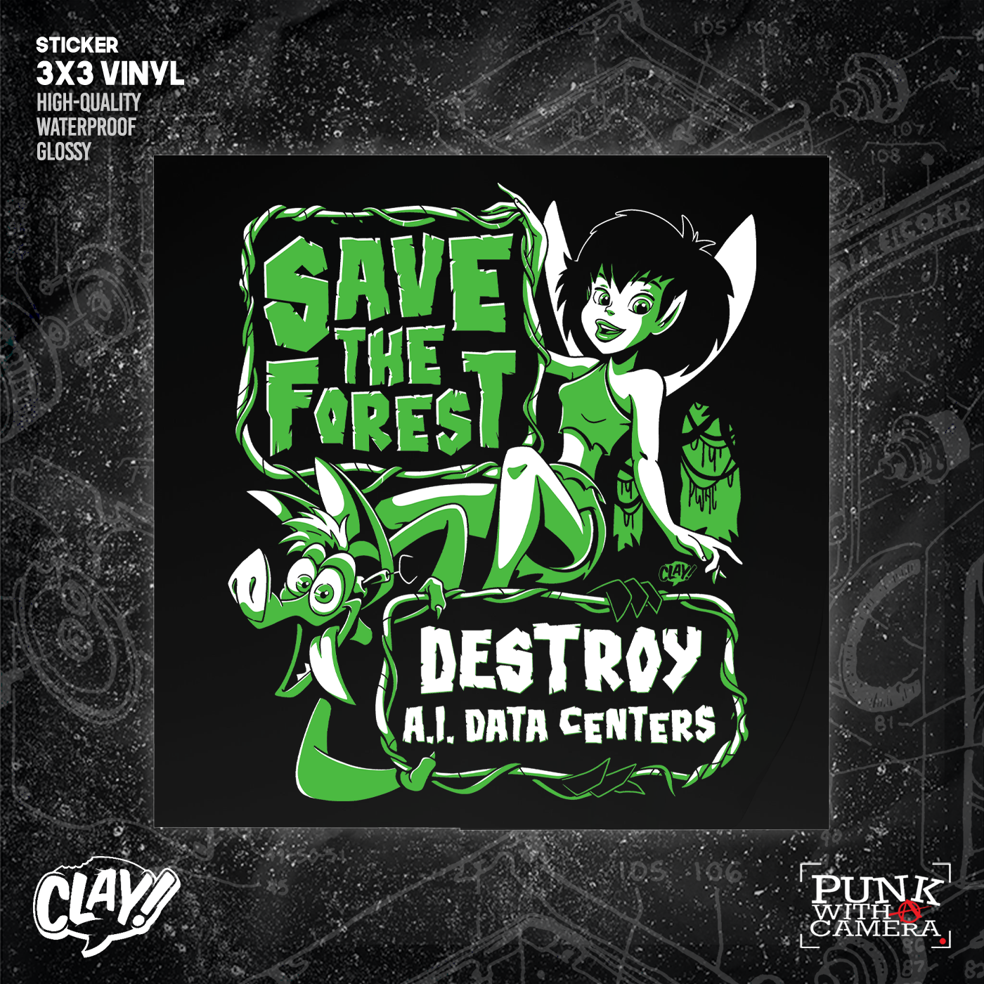 Save the Forest Destroy AI Data Centers - Sticker (3X3)