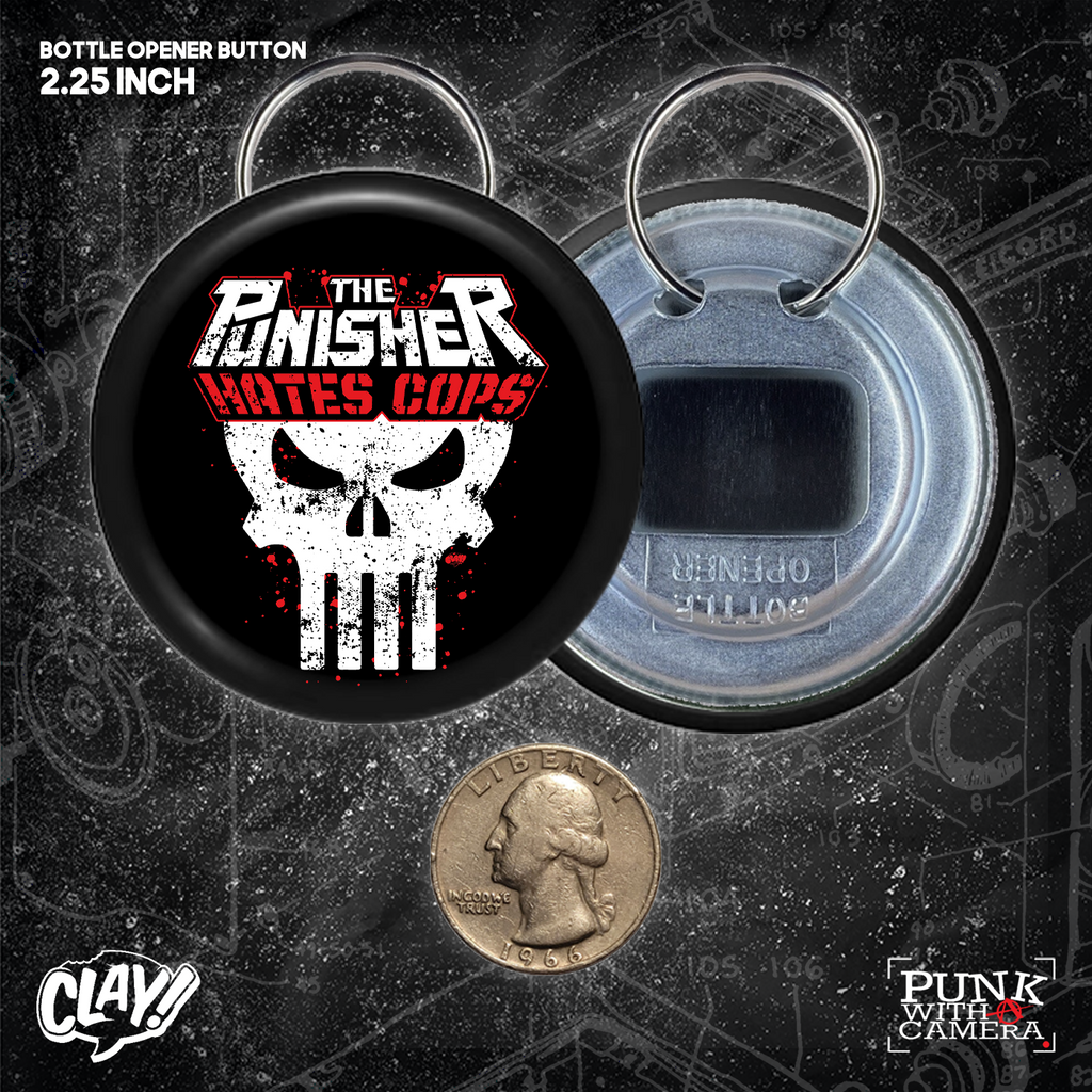 The Punisher Hates Cops - Buttons (1, 1.25, 1.5, & 2.25 Inch)