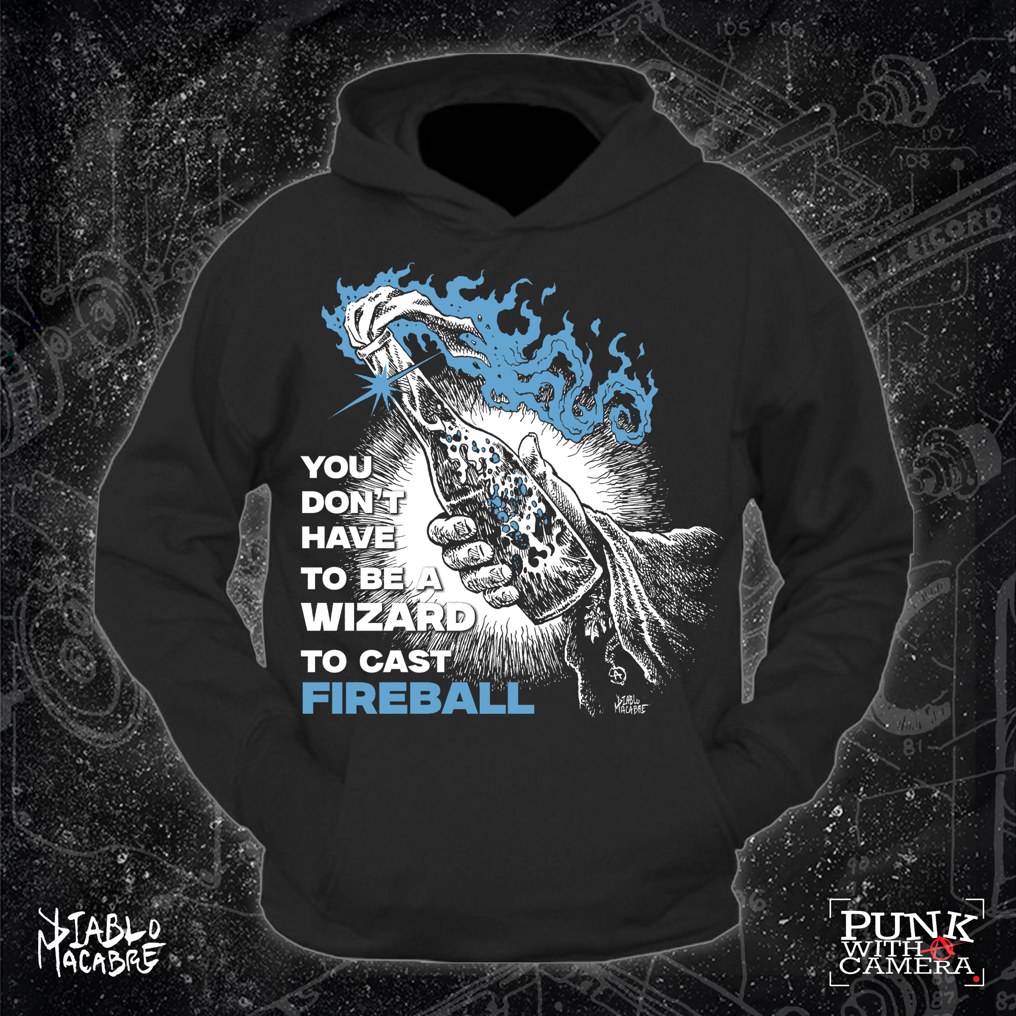 You Don't Need To Be A Wizard To Cast A Fireball - Blue Two Color Version - Diablo Macabre