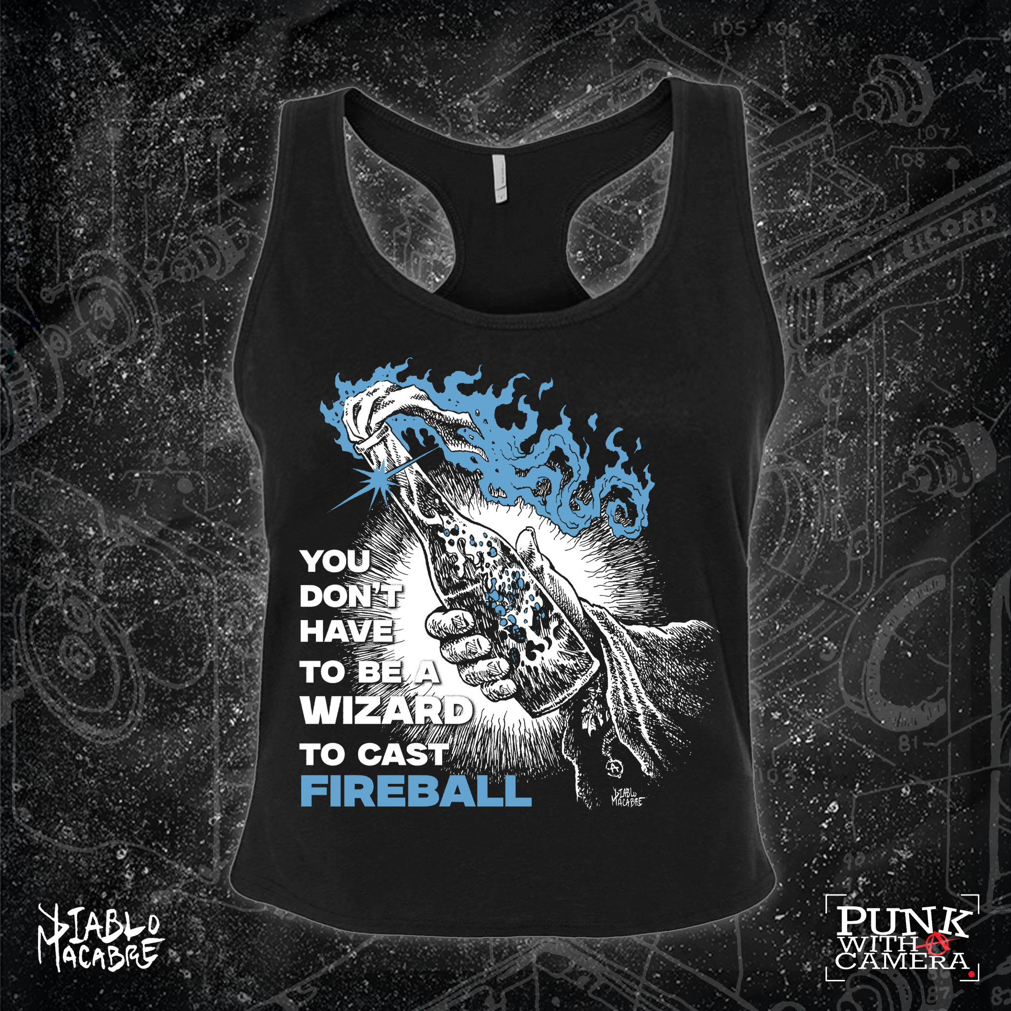 You Don't Need To Be A Wizard To Cast A Fireball - Blue Two Color Version - Diablo Macabre