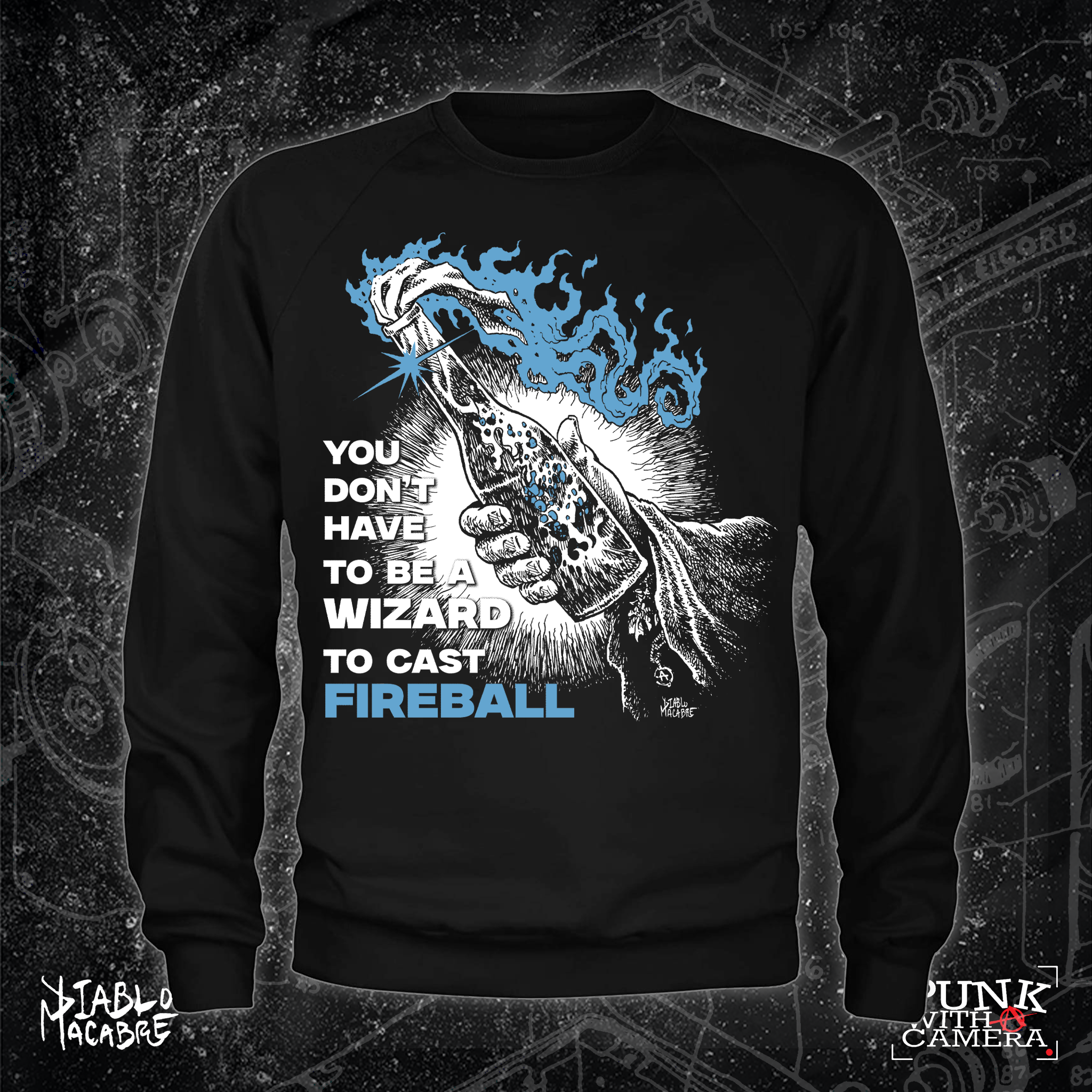 You Don't Need To Be A Wizard To Cast A Fireball - Blue Two Color Version - Diablo Macabre
