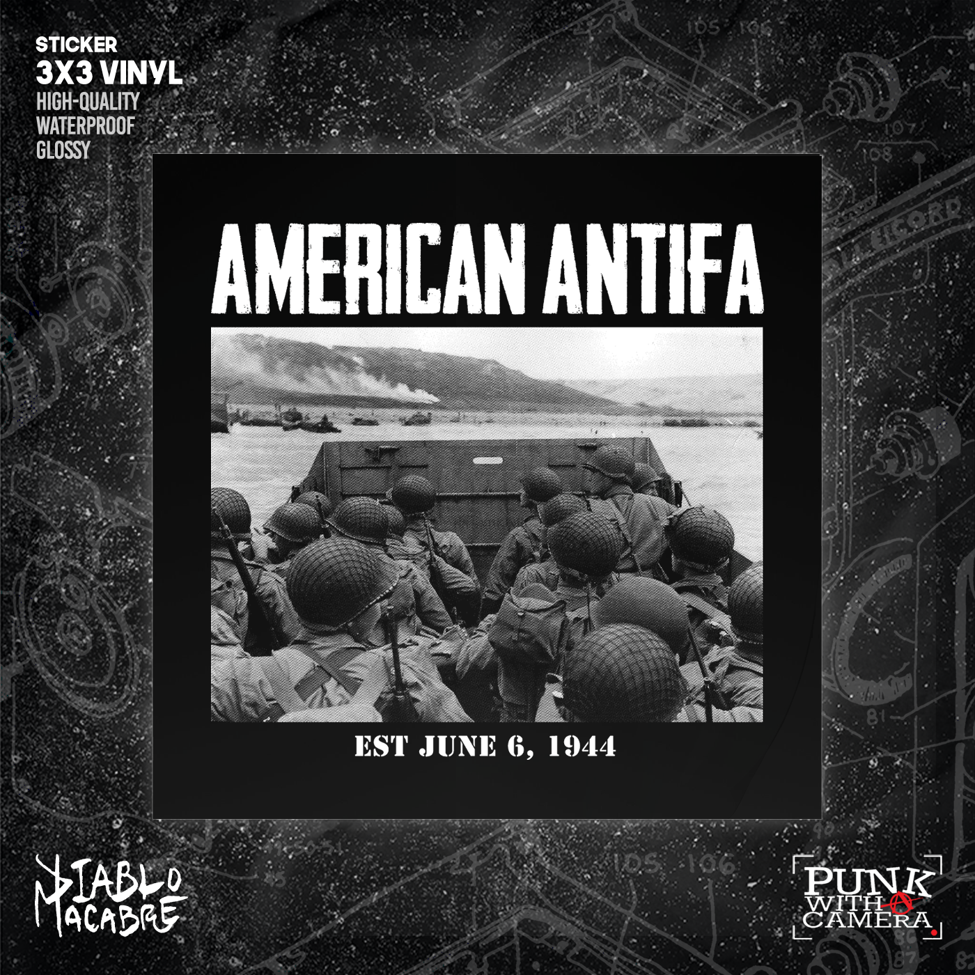 American Antifa EST June 6th 1944 - Sticker (3x3)