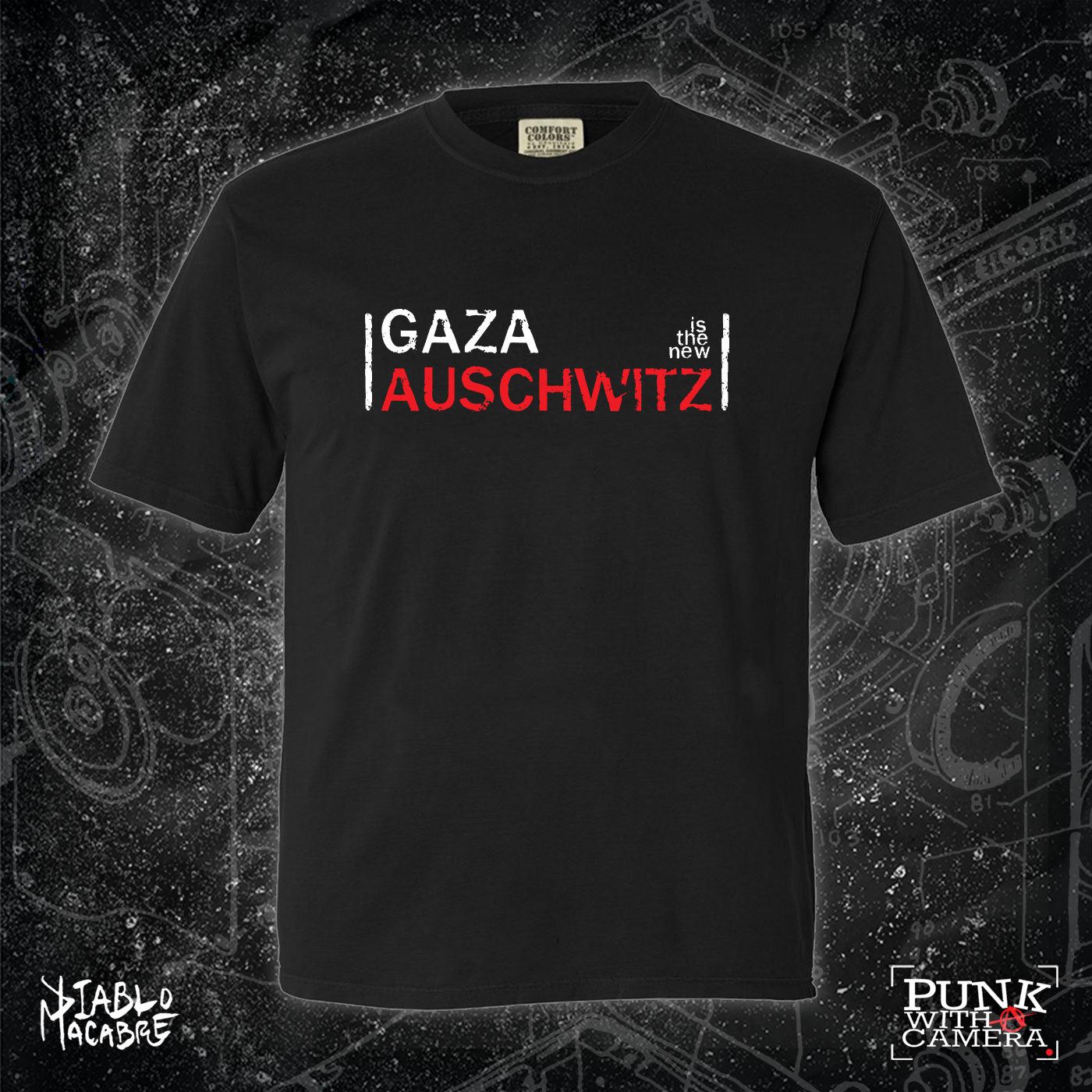 Gaza Is The New Auschwitz - Two Color Version - Diablo Macabre - Mutual Aid Design