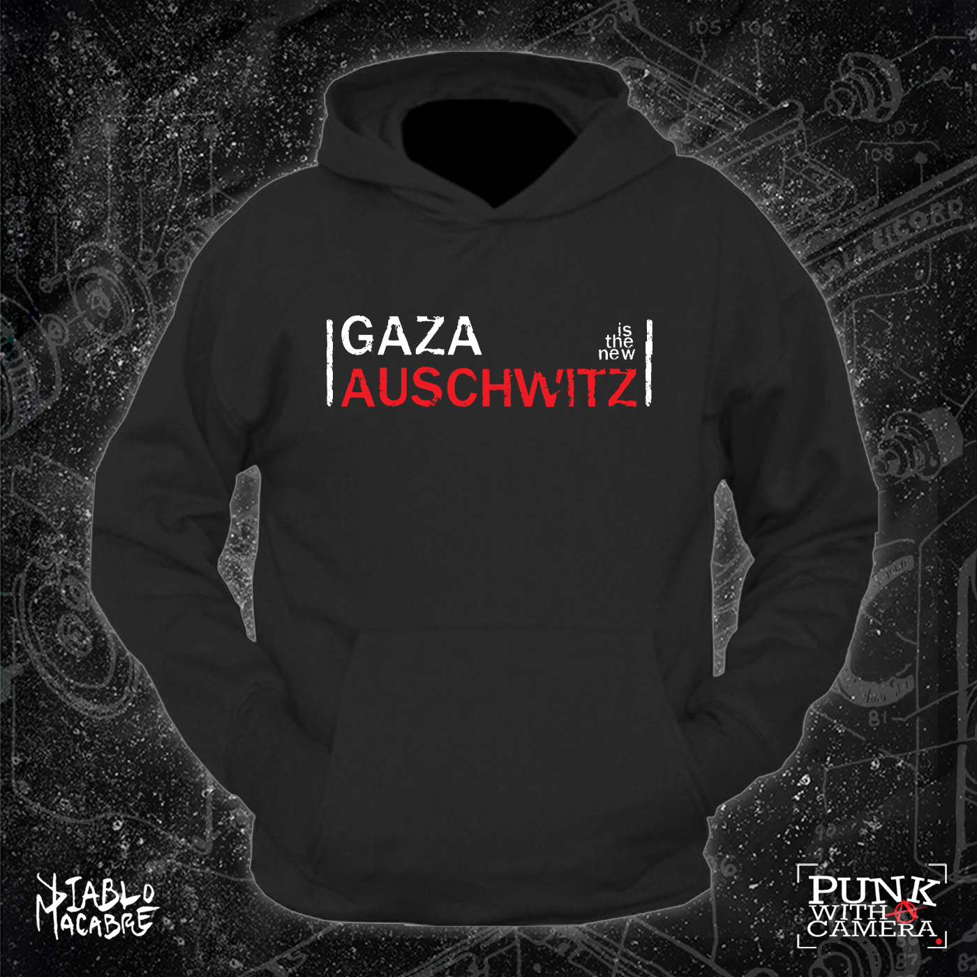 Gaza Is The New Auschwitz - Two Color Version - Diablo Macabre - Mutual Aid Design