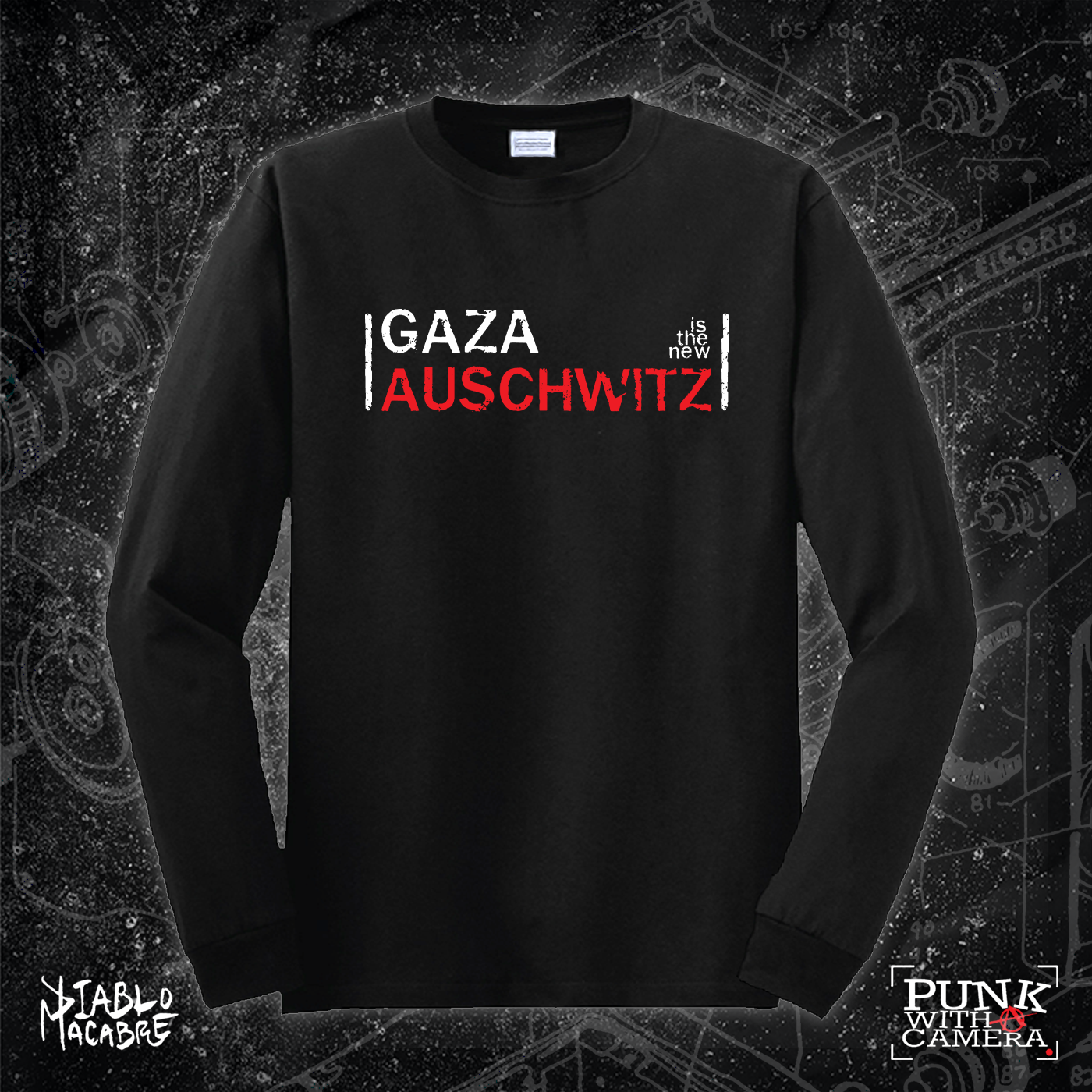 Gaza Is The New Auschwitz - Two Color Version - Diablo Macabre - Mutual Aid Design