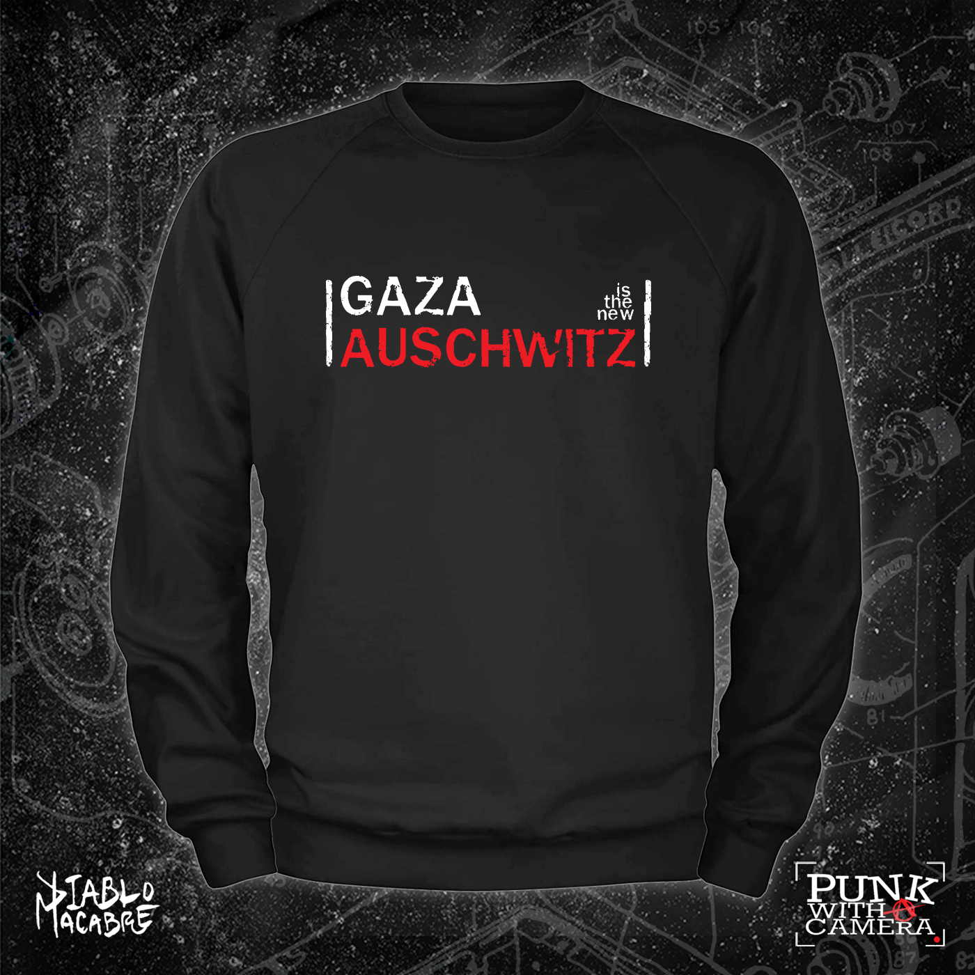 Gaza Is The New Auschwitz - Two Color Version - Diablo Macabre - Mutual Aid Design