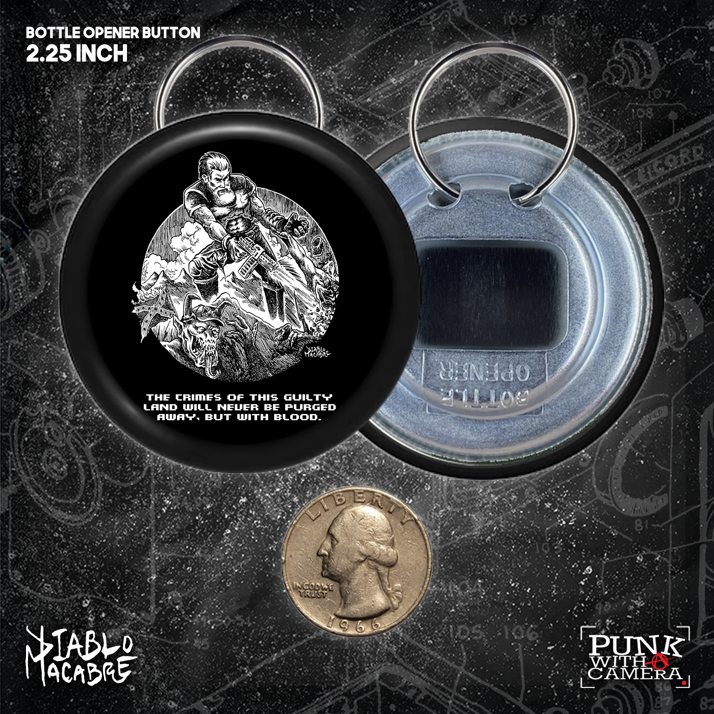 John Brown X Doom "The Crimes Of This Guilty Land Will Never Be Purged Away, But With Blood." - Buttons (1, 1.5, & 2.25 Inch)
