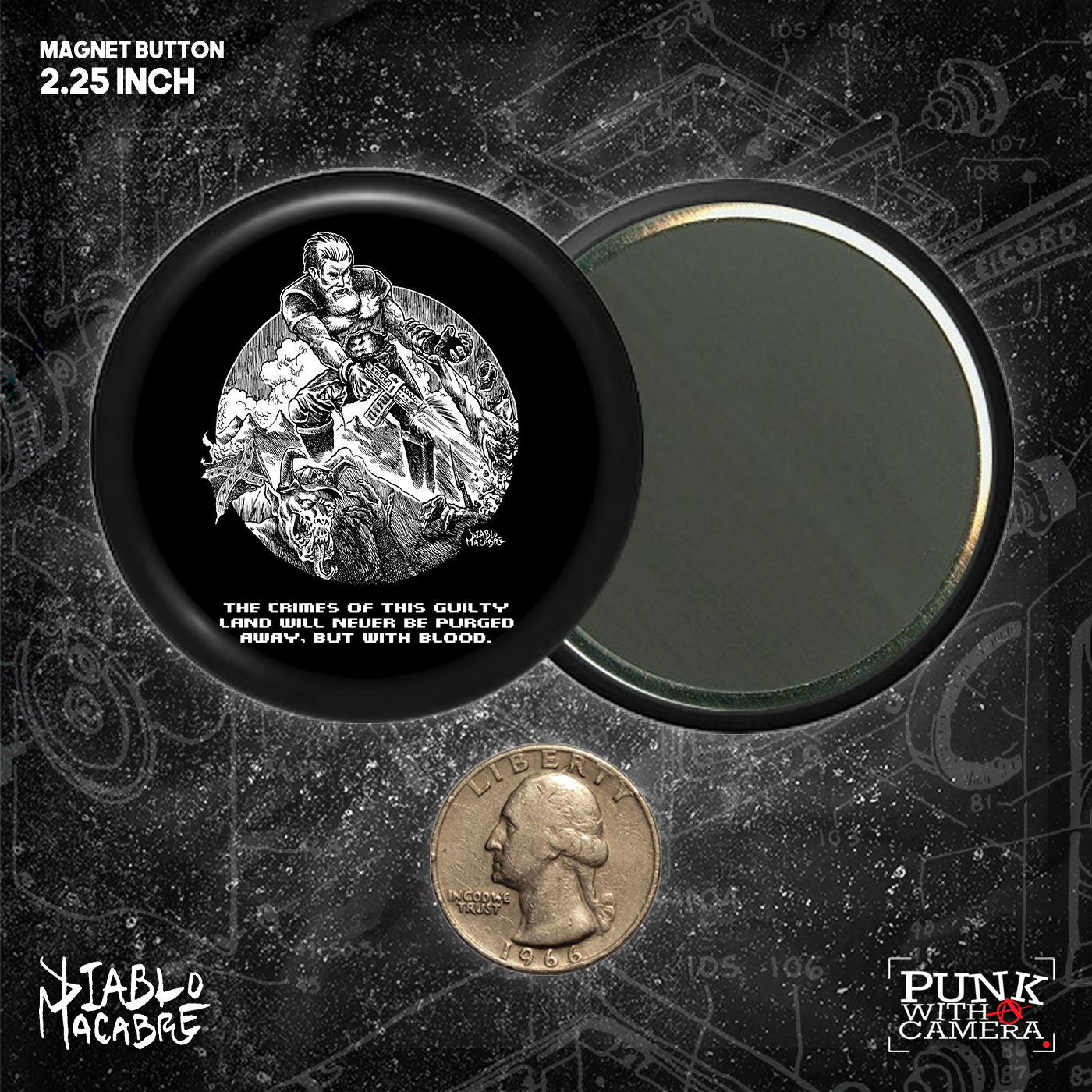 John Brown X Doom "The Crimes Of This Guilty Land Will Never Be Purged Away, But With Blood." - Buttons (1, 1.5, & 2.25 Inch)