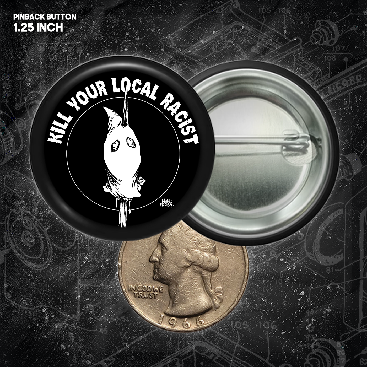 Kill Your Local Racist - Head On A Pike - Buttons (1, 1.25, 1.5, & 2.25 Inch)