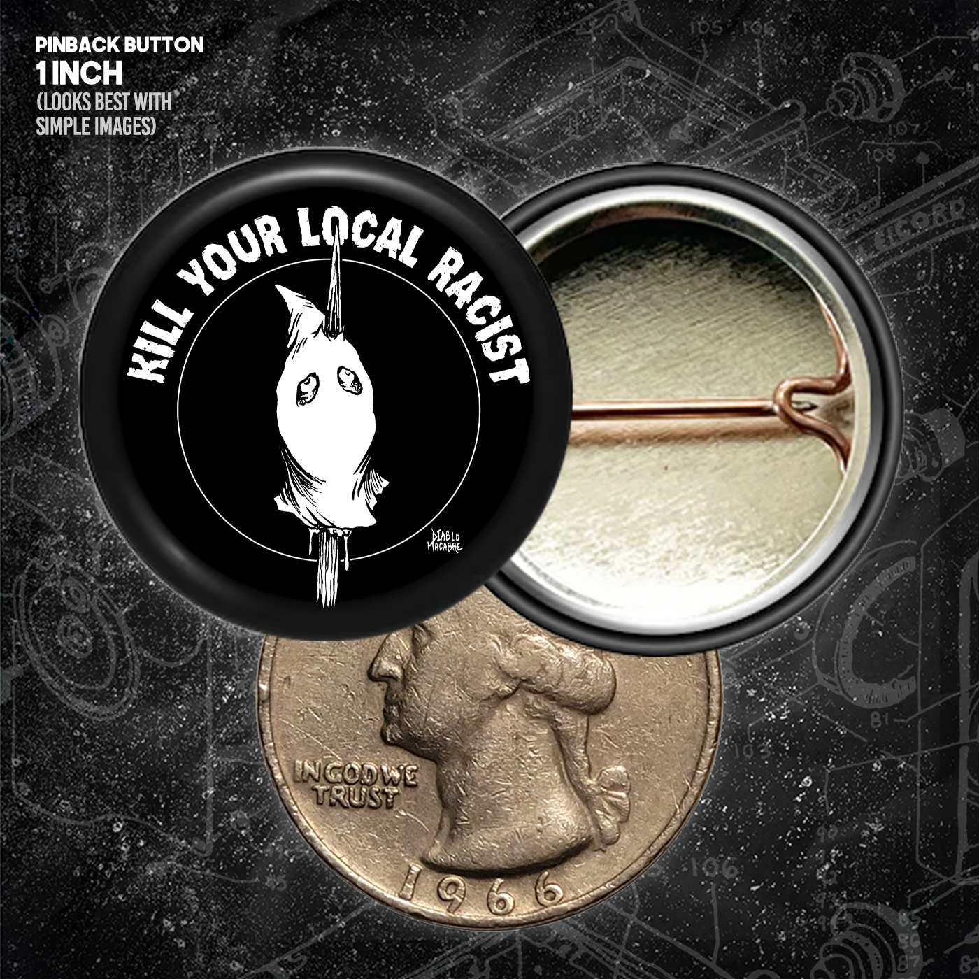 Kill Your Local Racist - Head On A Pike - Buttons (1, 1.25, 1.5, & 2.25 Inch)