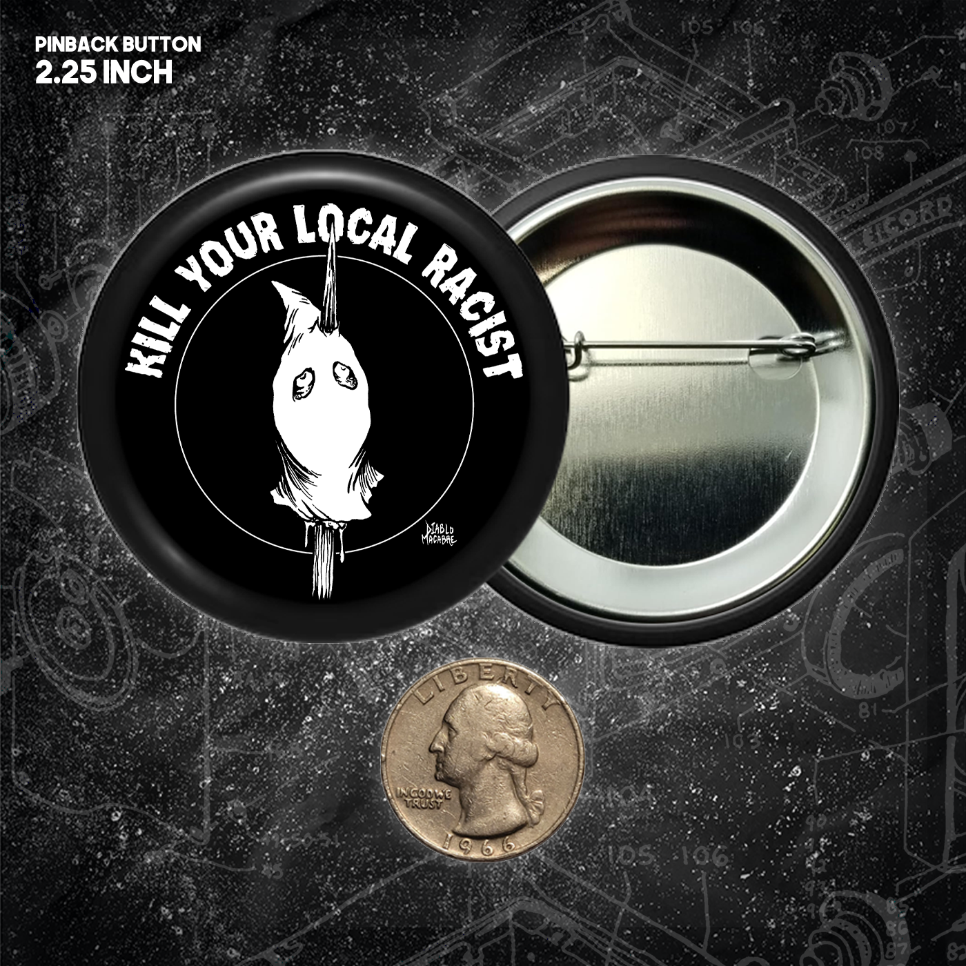 Kill Your Local Racist - Head On A Pike - Buttons (1, 1.25, 1.5, & 2.25 Inch)