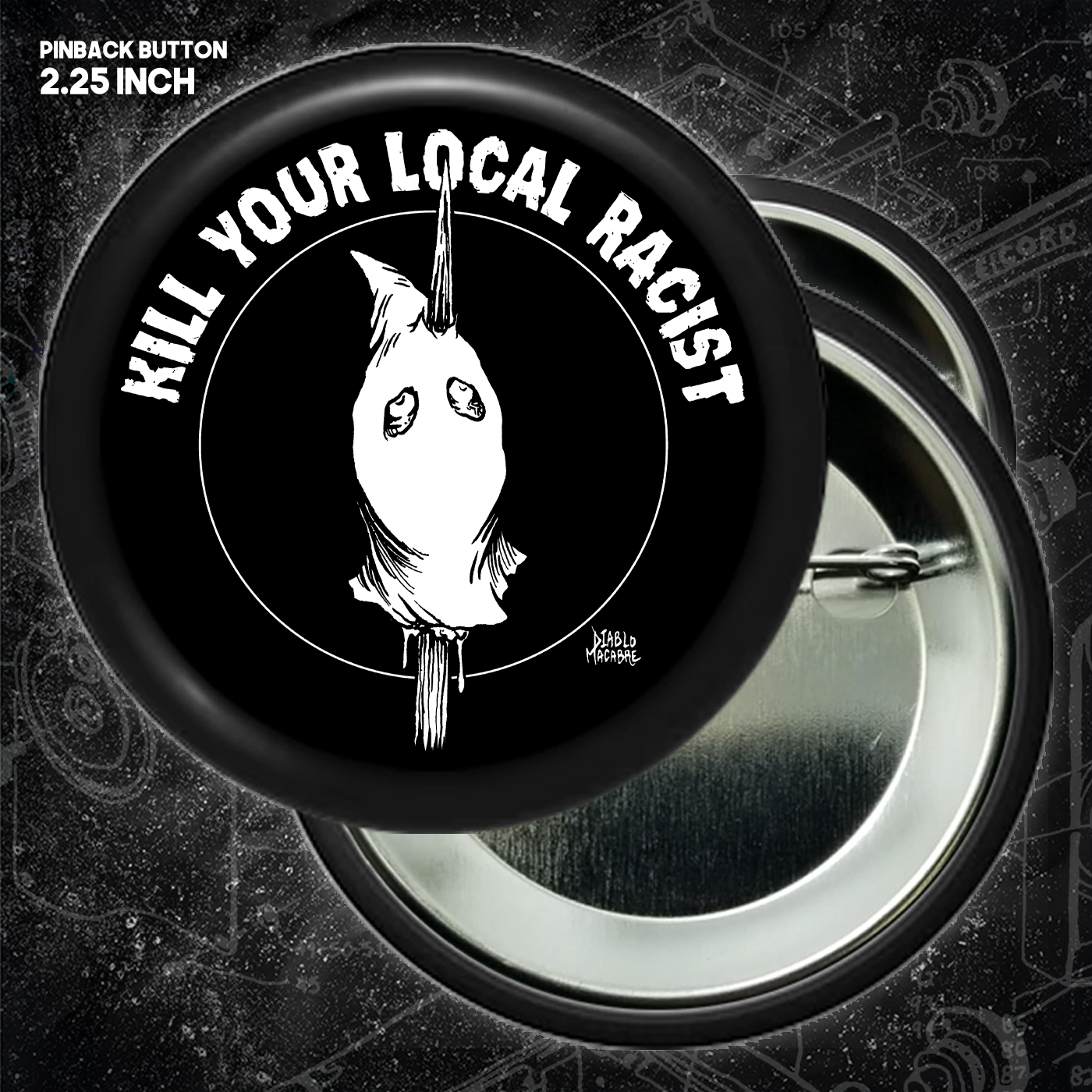 Kill Your Local Racist - Head On A Pike - Buttons (1, 1.25, 1.5, & 2.25 Inch)