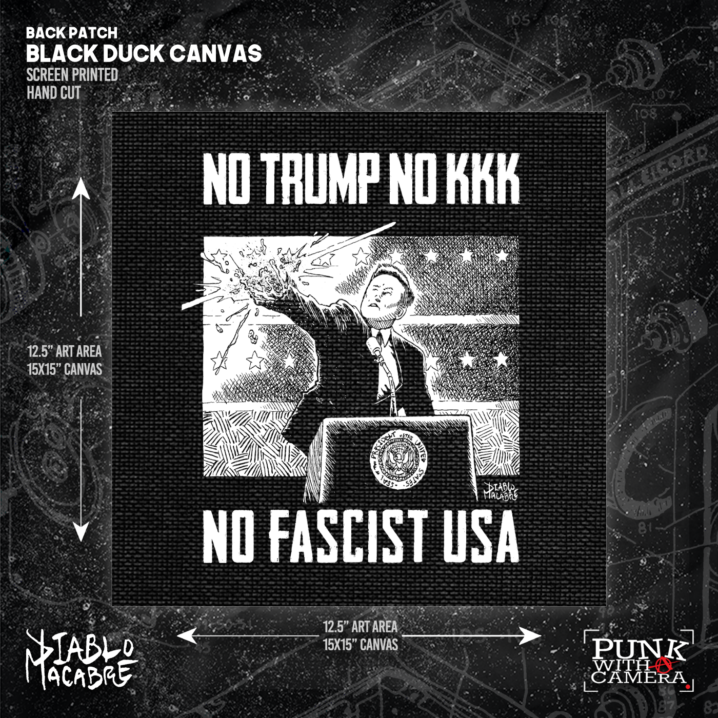 No Trump, No KKK, No Fascist USA - Backpatch