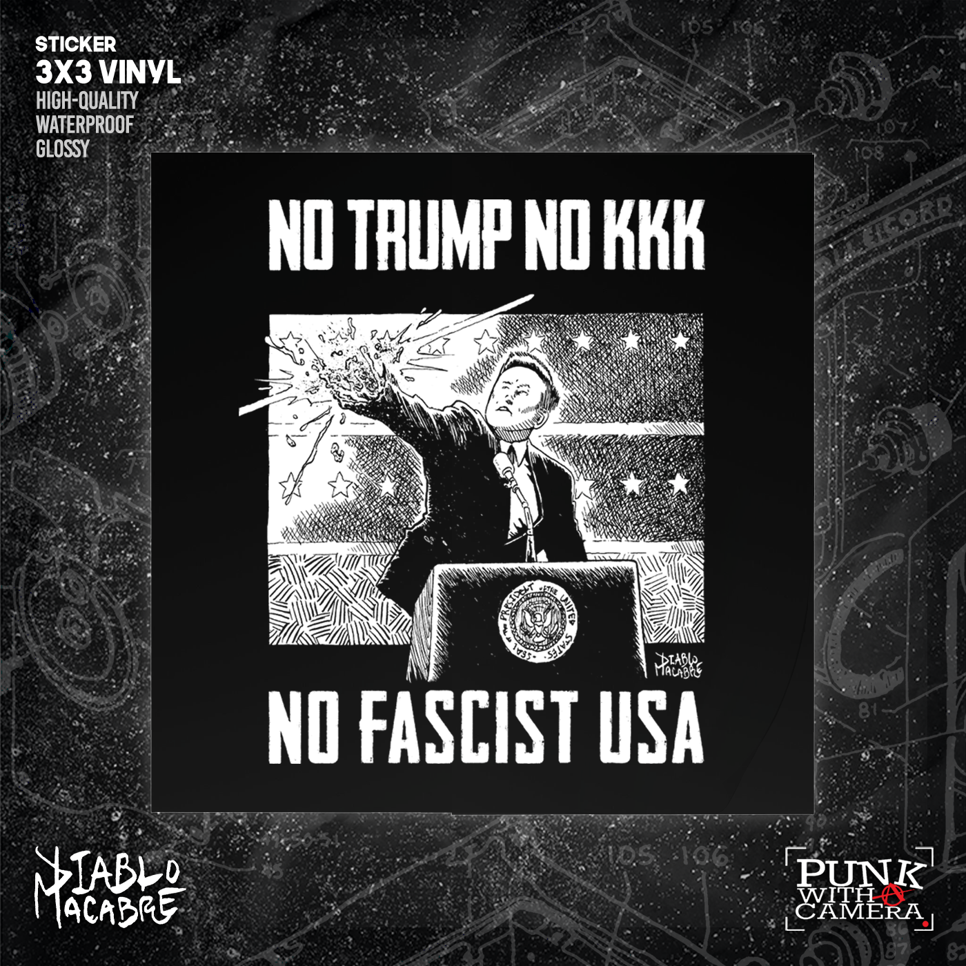 No Trump No KKK No Fascist USA - Sticker (3X3)