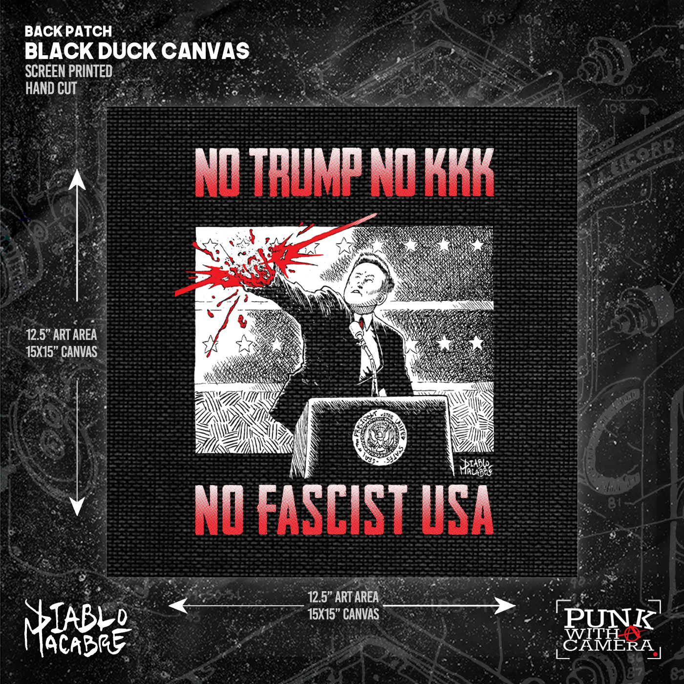 No Trump, No KKK, No Fascist USA - Backpatch