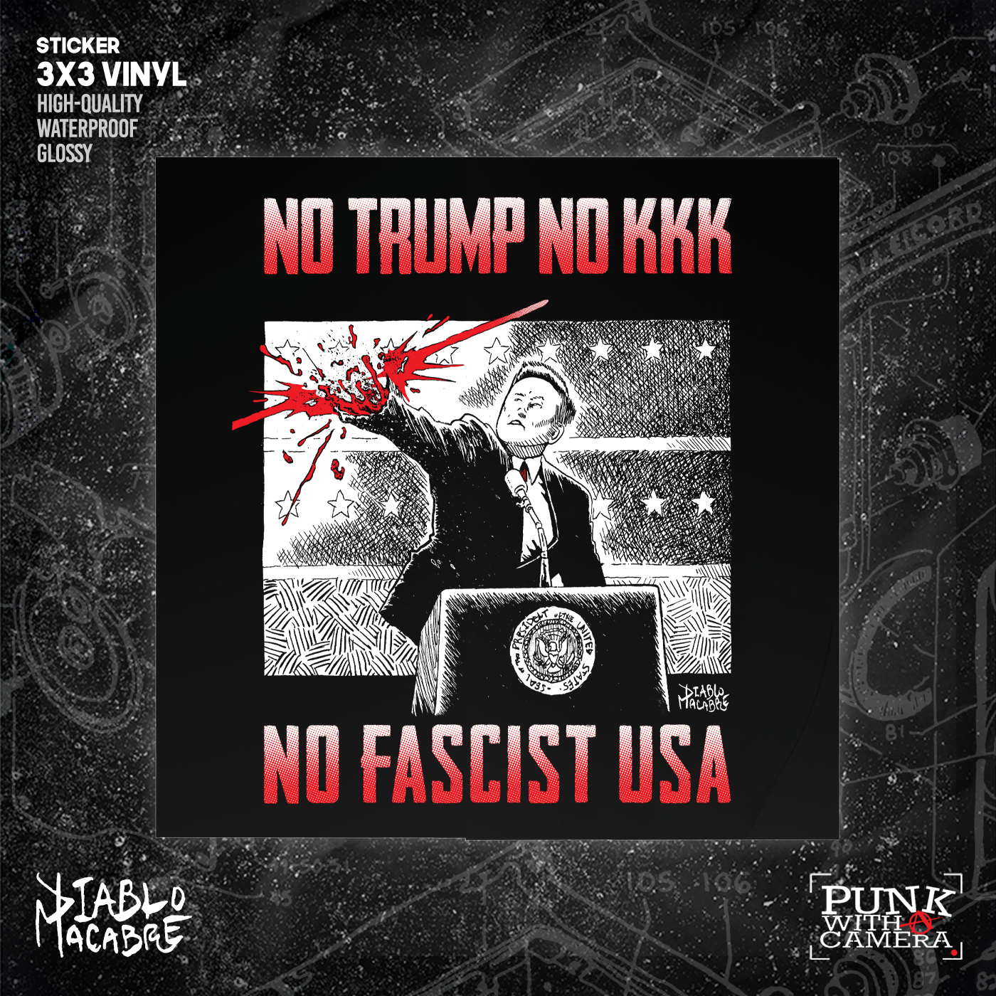 No Trump No KKK No Fascist USA - Sticker (3X3)