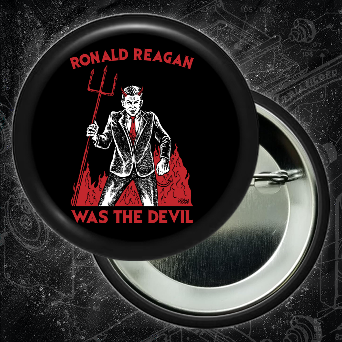 Ronald Reagan Was The Devil - Buttons (1.5, & 2.25 Inch)