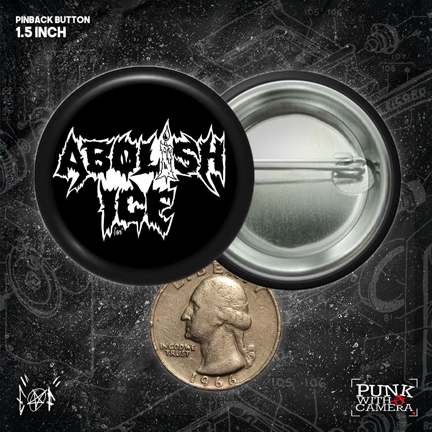 Abolish Ice Metal Font - Buttons (1, 1.25, 1.5, & 2.25 Inch)